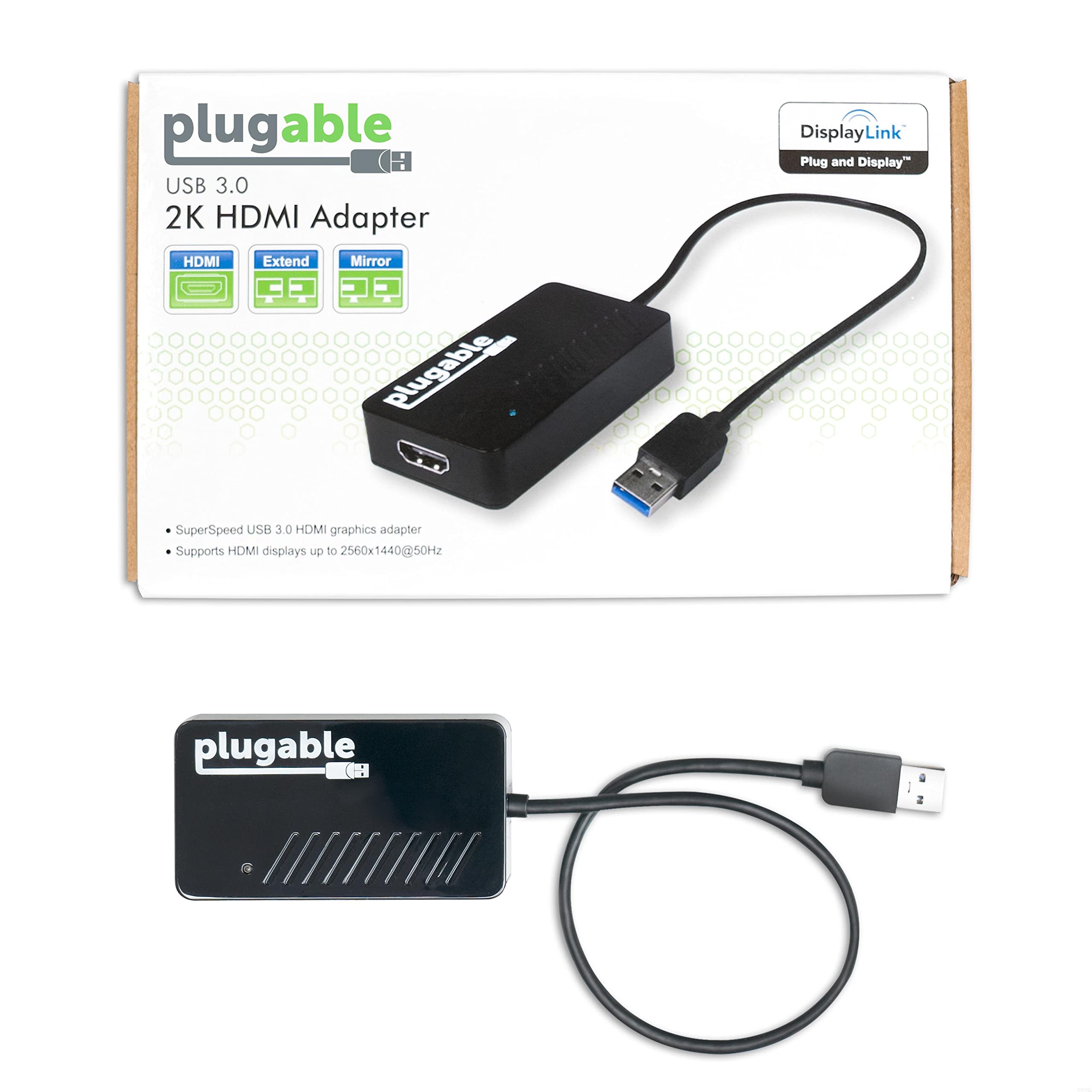 Plugable Usb 3.0 To Hdmi Video Graphics Adapter With Audio For Multiple Monitors Up To 2560X1440 Supports Windows 11, 10, 8.1, 7