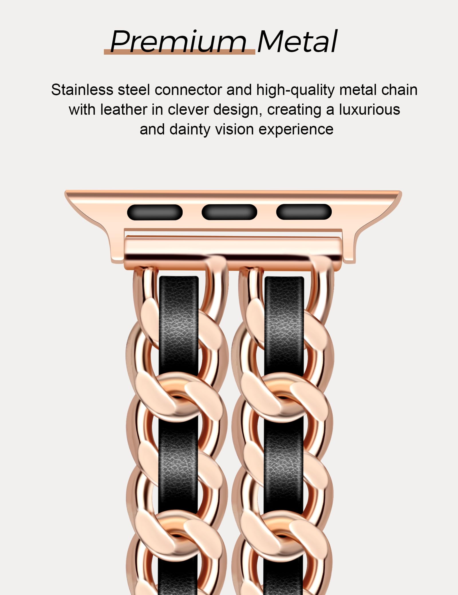 Jr.Dm Rose Gold Watch Bands For Women Compatible With Apple Watch Band Leather 38Mm 40Mm 41Mm 42Mm (S10) Adjustable Metal Band C