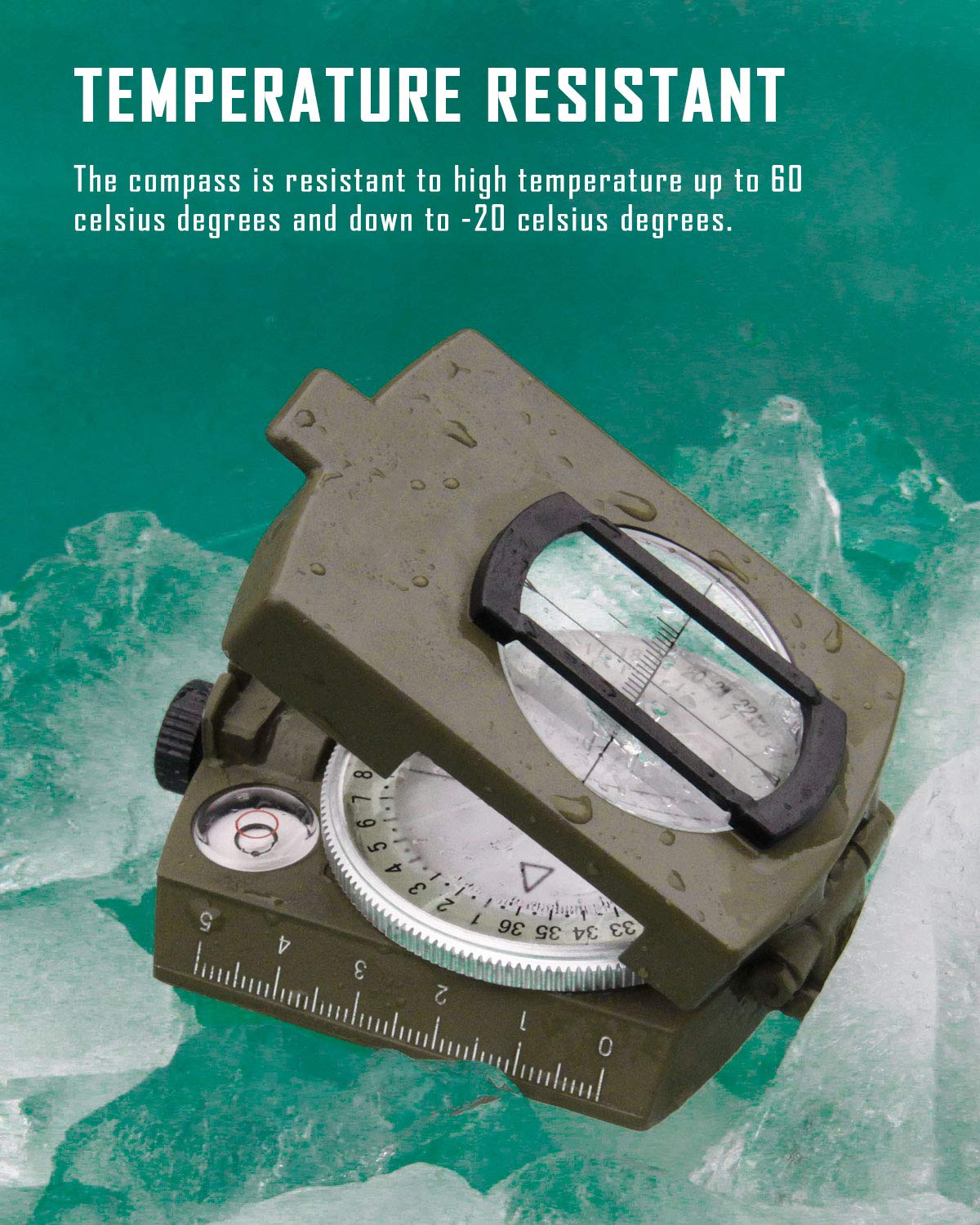 Eyeskey Tactical Survival Compass With Lanyard & Pouch | Waterproof & Impact Resistant | Lensatic Sighting Compass For Hiking (G