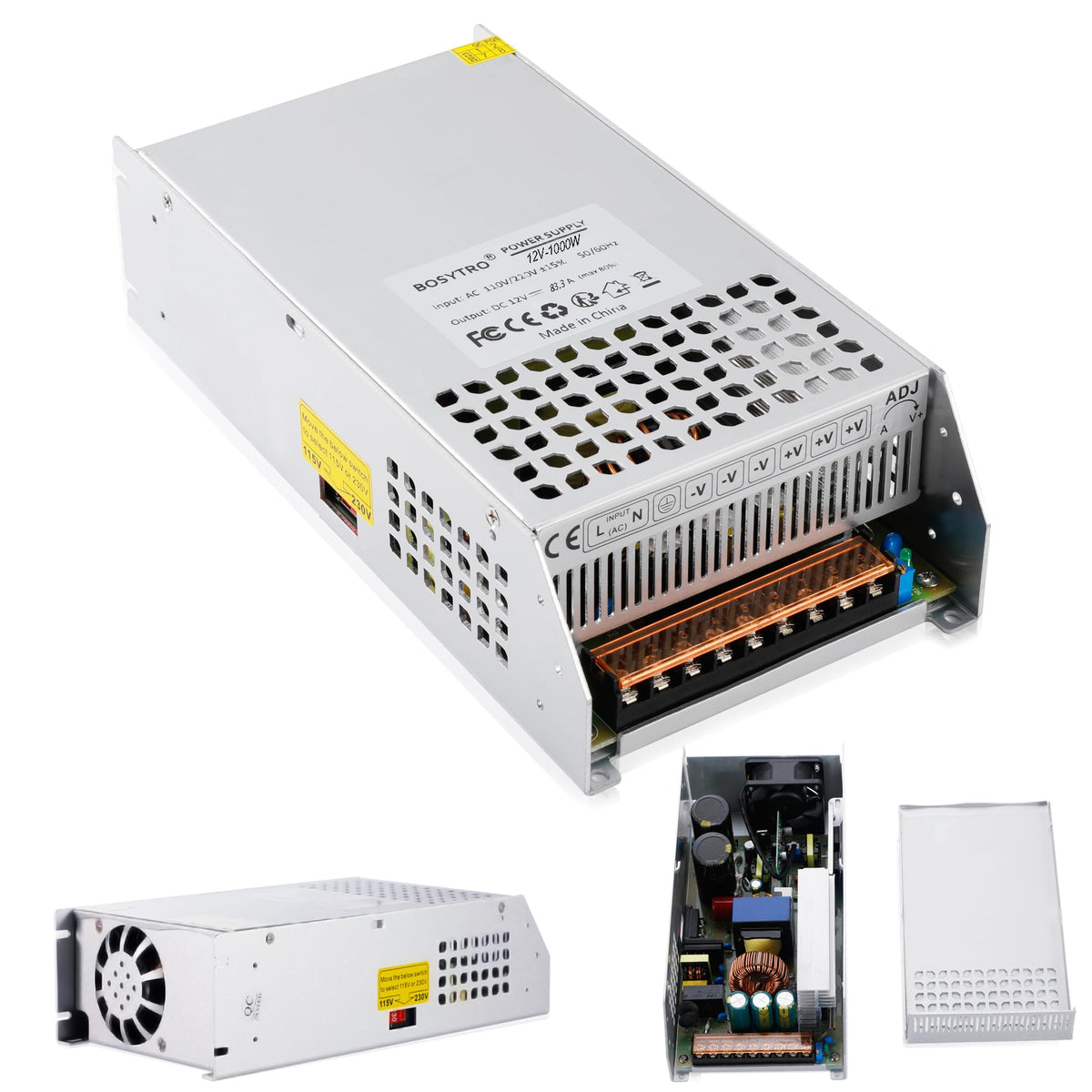 Bosytro Dc 12V 83.3A 1000W Switching Power Supply Smps Ac 110V / 220V Dc 12V Transformer Adapter, For Advertising Signs, Cctv Ca
