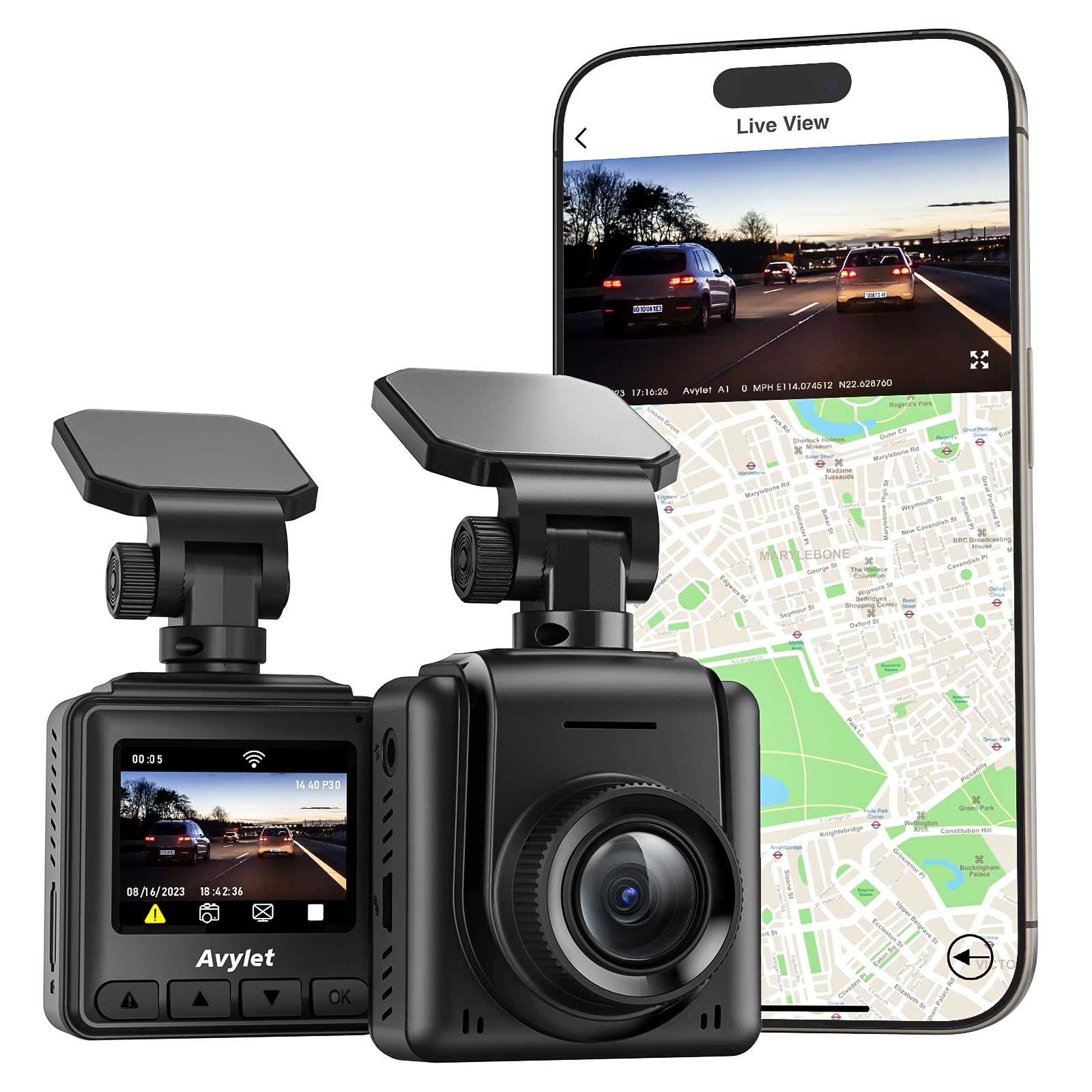 Dash Cam 2K, Mini Car Camera With App, Front Dashcams For Cars, Wifi Dash Cam With Wdr Night Vision, 24 Hours Parking Monitor, L