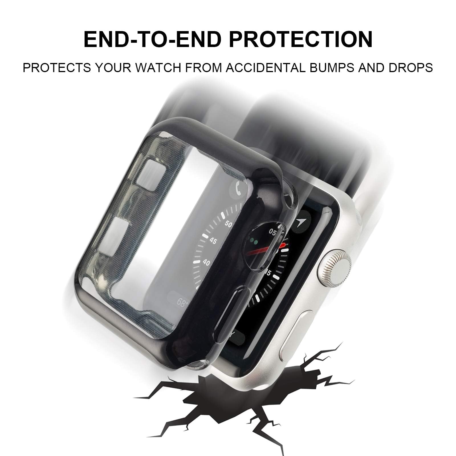 Tranesca 8 Pack 44Mm Watch Case With Built In Hd Clear Ultra Thin Tpu Screen Protector Cover Compatible With Apple Watch Series