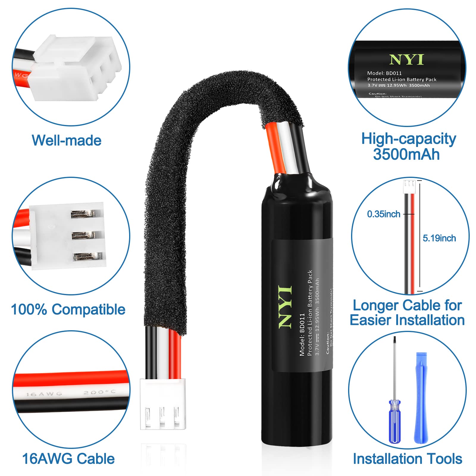 Nyi [Upgraded 3500Mah] Replacement Battery For Harman Kardon Onyx Studio 1/2/ 3/4 Speaker