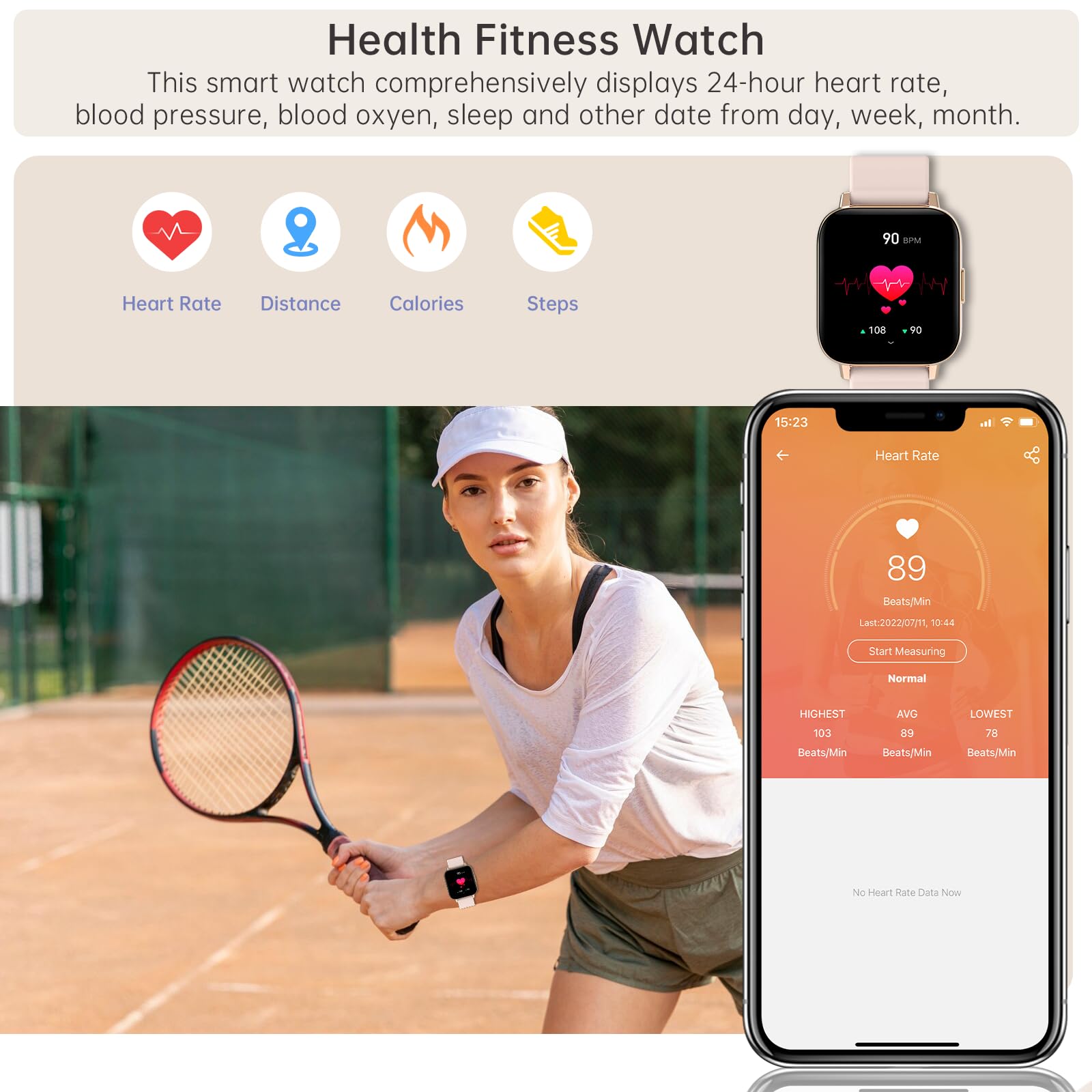 Smart Watch For Women(Answer/Dial Calls) 1.85 Hd Ai Voice Smartwatch With Fitness Tracker/Step Counter/Heart Rate Sleep Monitor,
