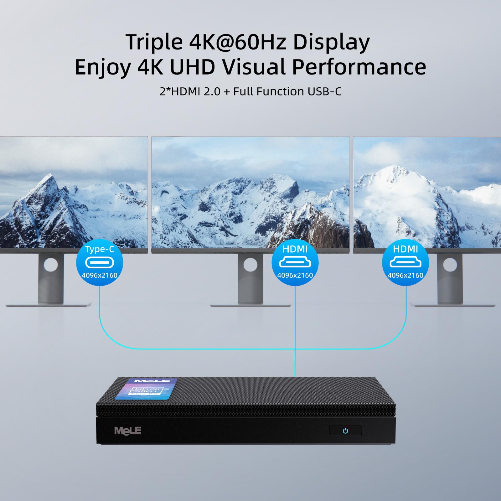 Mele Mini Pc Quieter 4C   12Th Gen N100, Fanless Pc, 16Gb Ram, 512Gb Rom, Win 11 Pro, 2.4/5G Wi Fi, Full Functional Usb C, 4K Tr