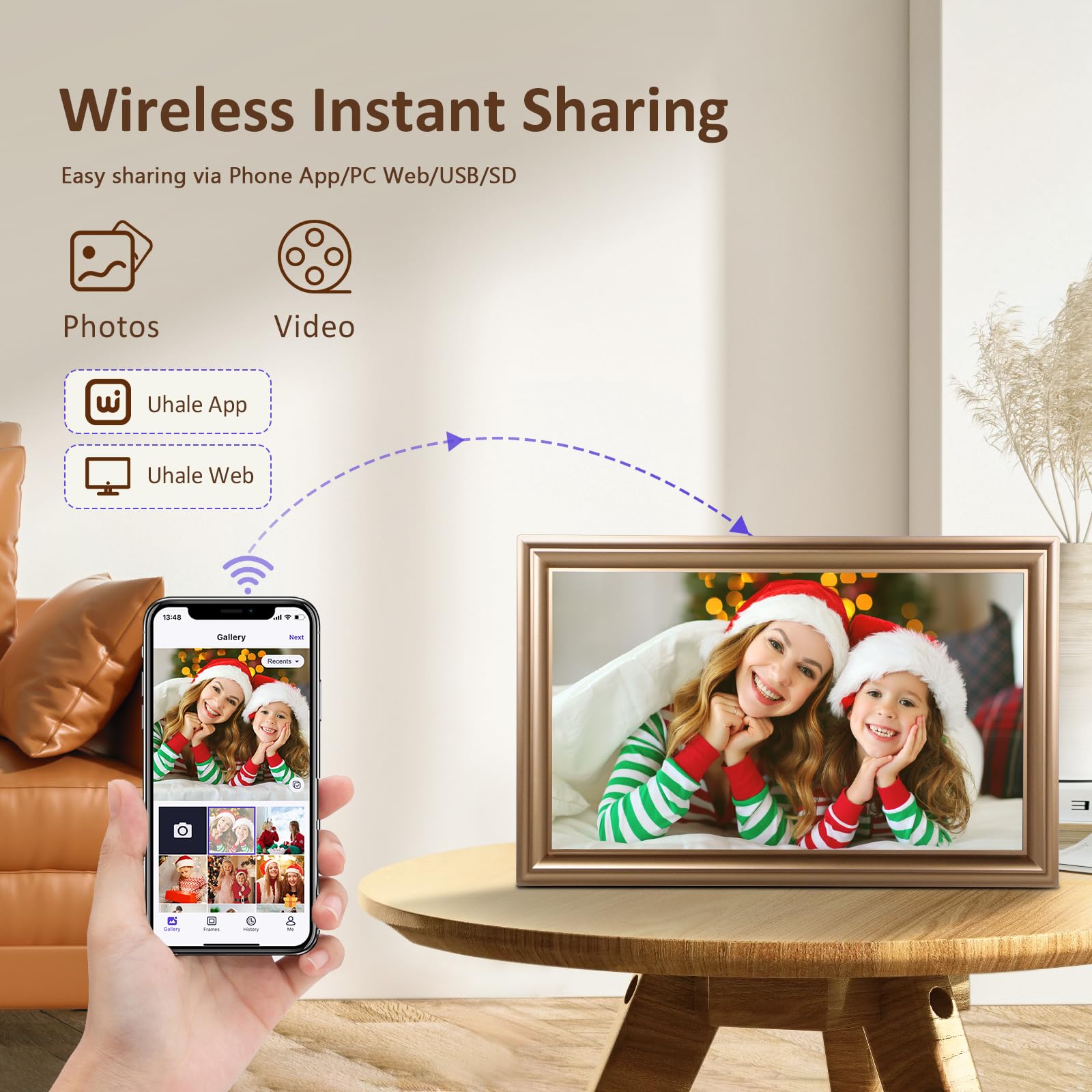 16 Inch Large Digital Picture Frame, Canupdog Wifi Digital Photo Frame With 1080P Ips Touchscreen, 32Gb Storage, Auto Rotate, Wa