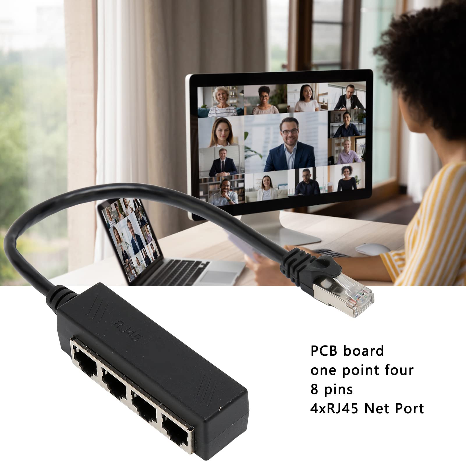 Vbestlife Rj45 Ethernet Splitter Cable, Rj45 1 Male To 4 X Female Lan Ethernet Splitter Adapter Cable Compatible With Lan Ethern