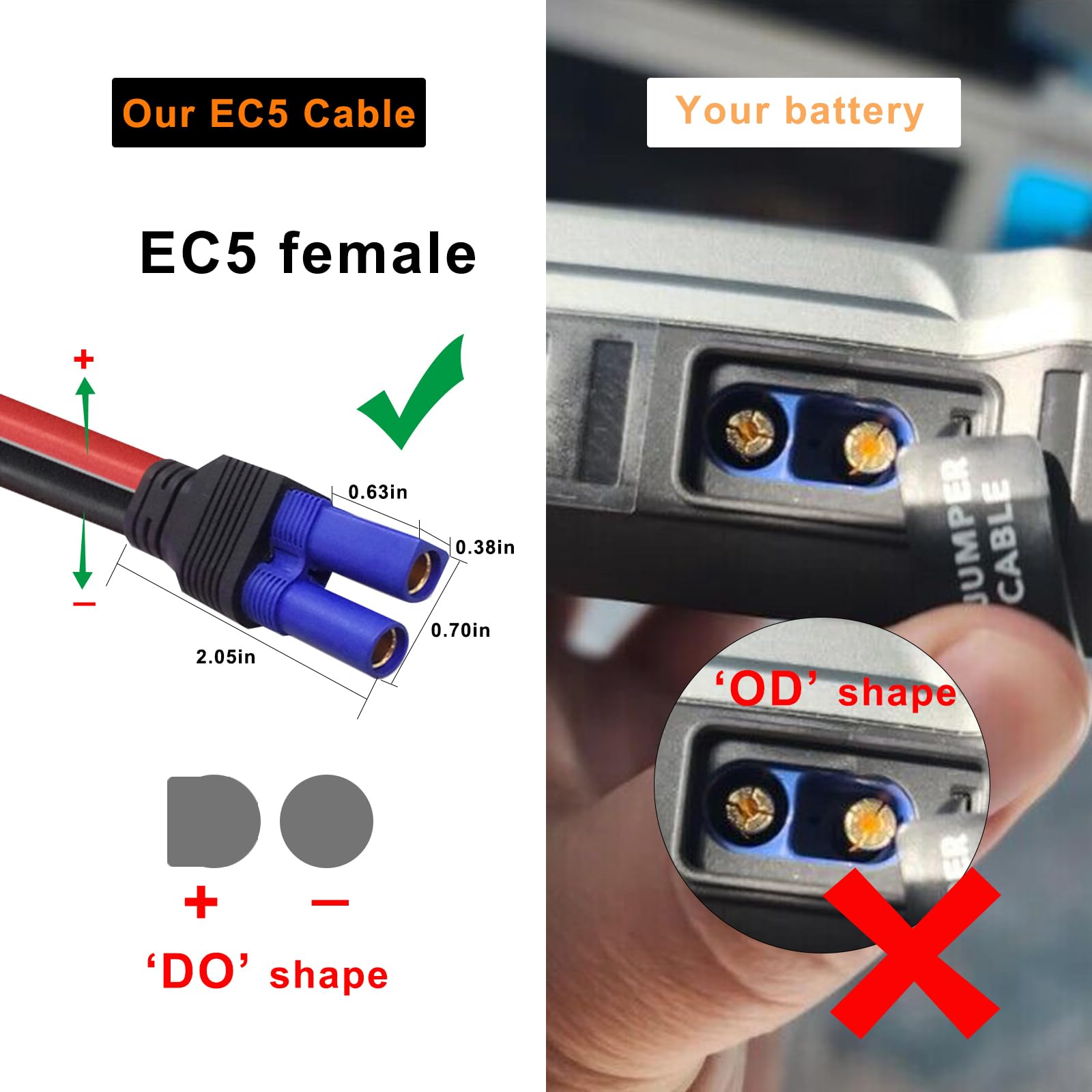 Kuncan Ec5 Jump Starter Cable With Battery Clamps   12V Replacement Alligator Clips To Ec5 Connector Car Jumper Cable For Emerge