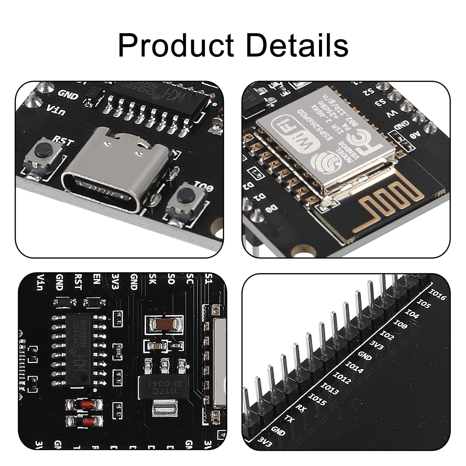 Aceirmc 3Pcs Type C Esp8266 Serial Wireless Module Ch340 Nodemcu V3 Lua Wifi Internet Of Things New Version Development Board Co