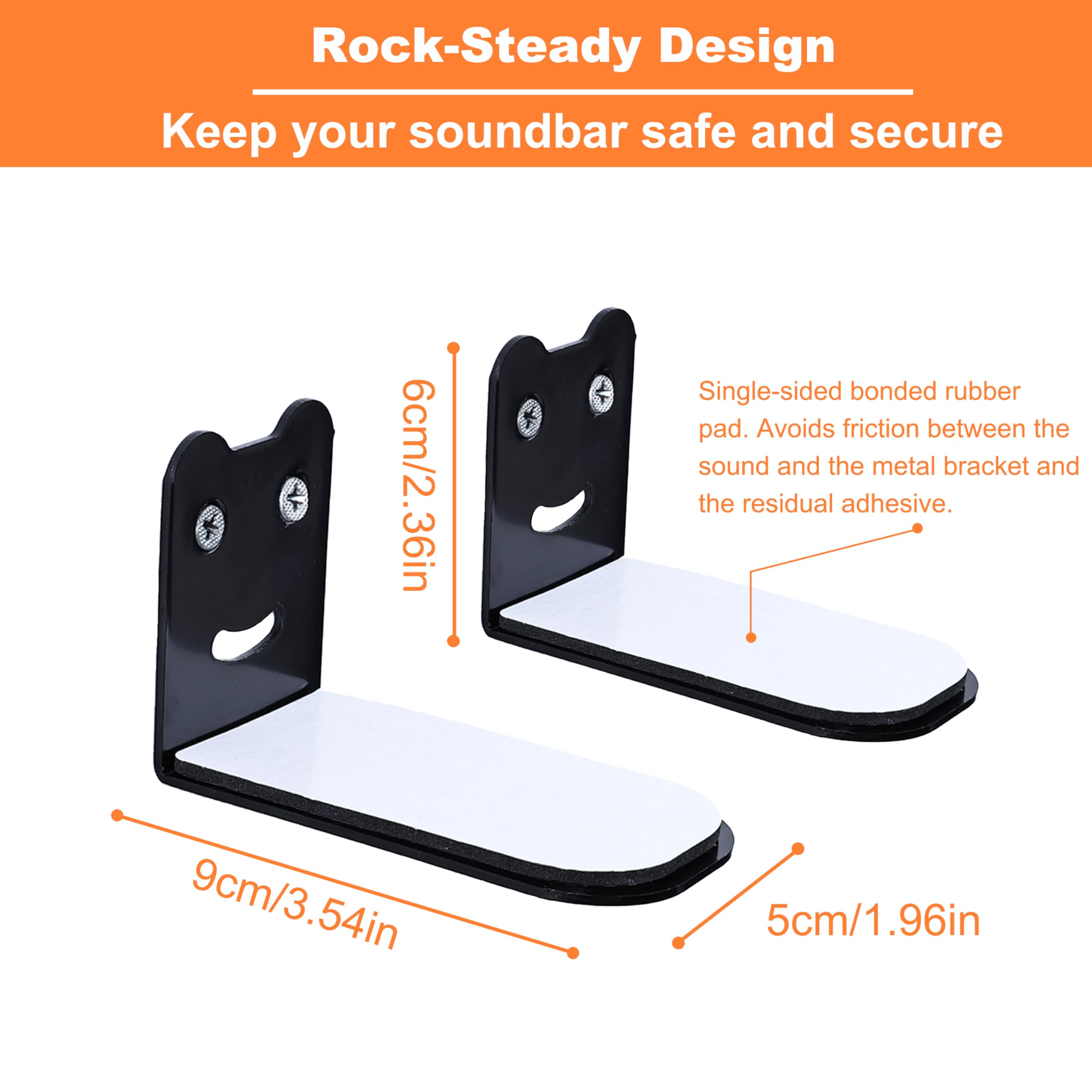 Suixing Sound Bar Mounts Universal Soundbar Wall Mount Bracket Kit For Most Of Soundbars Wall Mount Shelf Mounting Brackets(3.54