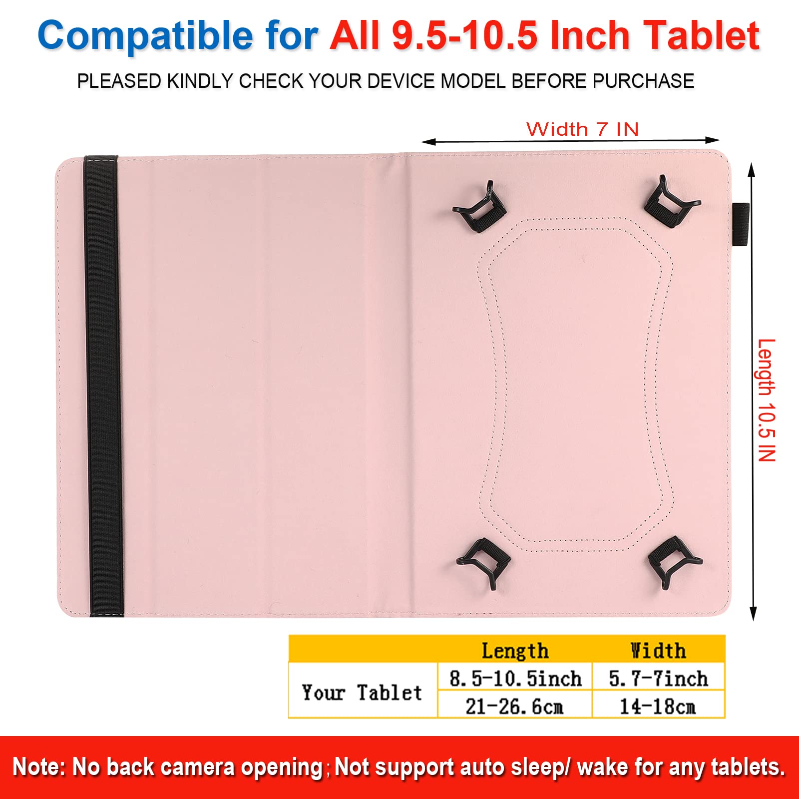 Jzcreater 10 Inch Tablet Case, Universal 10 10.1 Inch Android Tablet Cover, Multi Angle Viewing Stand Case For 9.5 10.5 Inch Tab