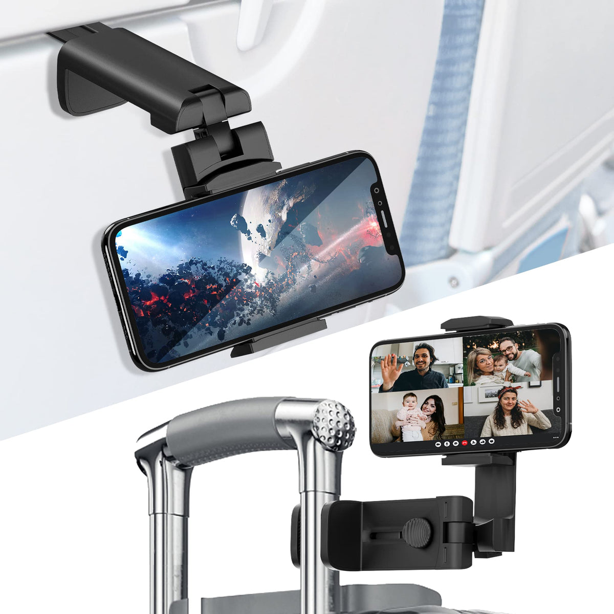 For Universal Airplane Travel Phone Holder: Travel Essentials Phone Mount For Desk With Multi Directional 360 Degree Rotation,Tr