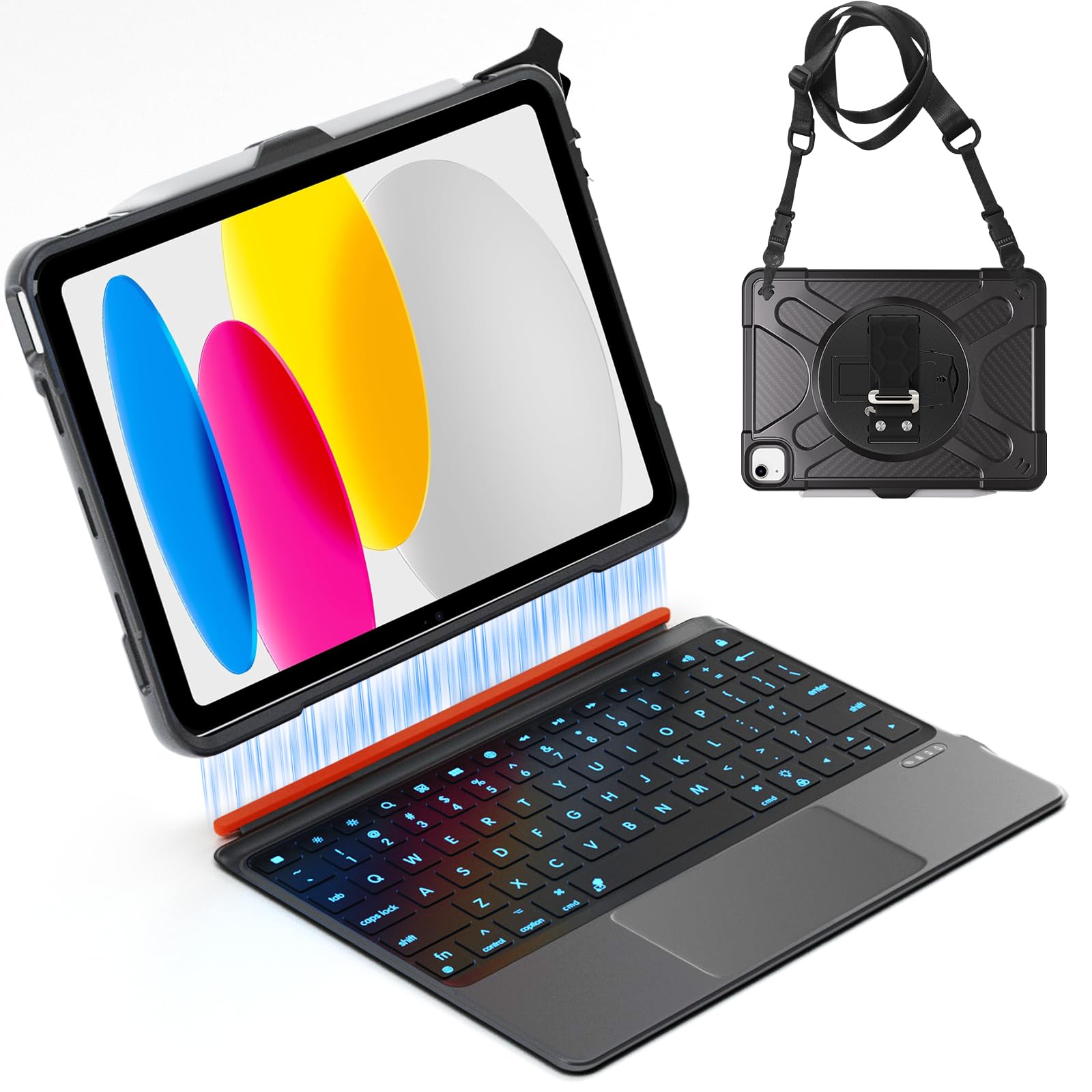 Junfire iPad 11th/10th Generation (A16) Case with Detachable Keyboard