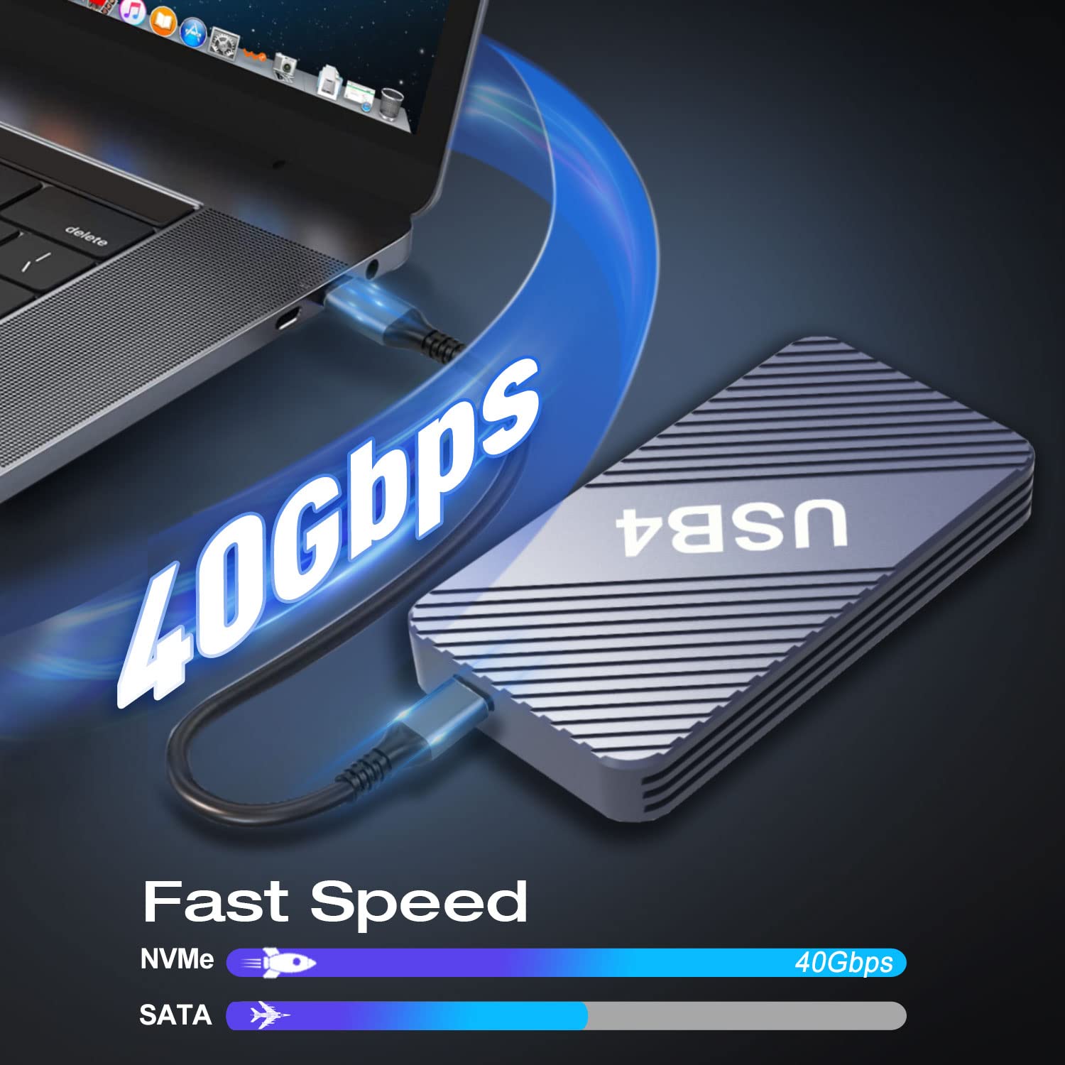 40Gbps Nvme Enclosure,V Vcom M.2 Nvme Ssd Enclosure, Aluminum Alloy External Nvme Enclosure Support Size 2280 M&B+M Key,Compatib