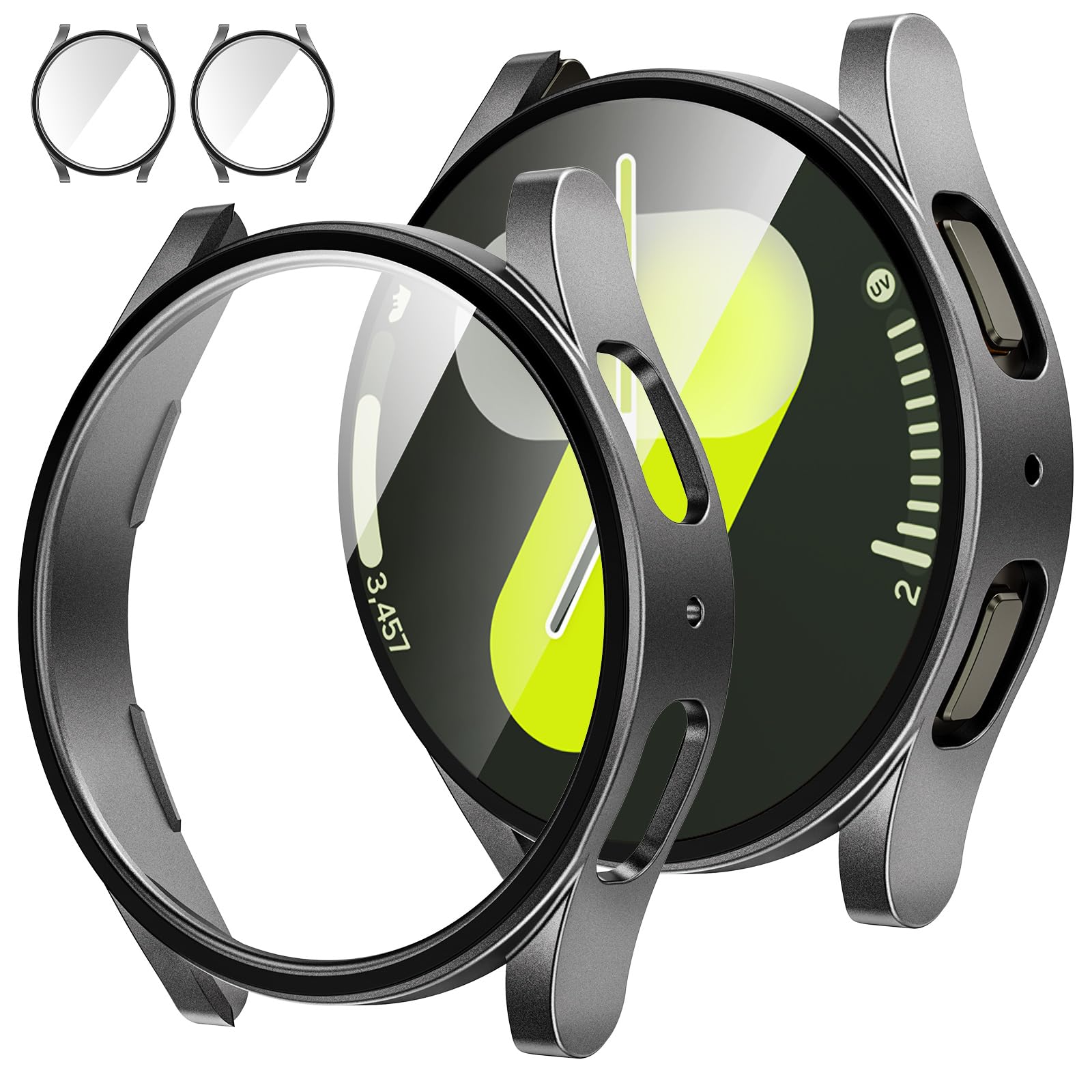 Tensea [2Pack For Samsung Galaxy Watch 7 2024 Screen Protector Case 44Mm Accessories, Protective Face Cover For 44 Mm, Hard Bump