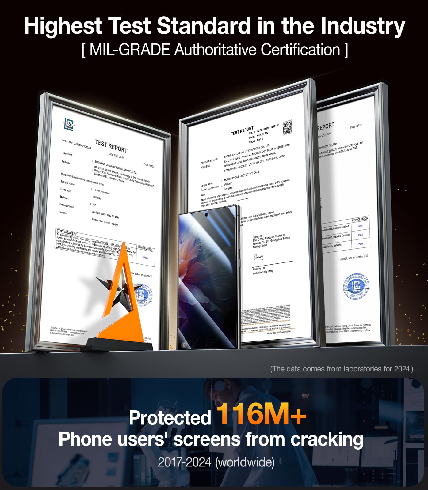 Ultraglass Unbreak Top 9H+ Glass For Samsung Galaxy S24 Ultra Privacy Screen Protector [Military Grade Shatterproof & Longest Du