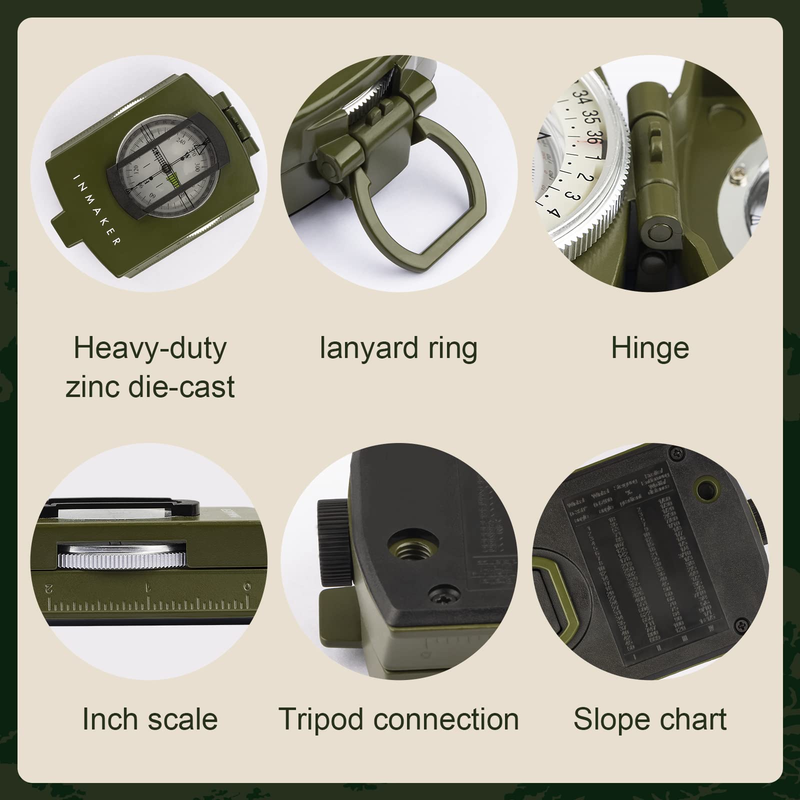 Inmaker Compass, Compass Hiking With Survival Whistle, Luminous Compass Gift For Kids, Apply To Outdoor Survival, Camping And Na