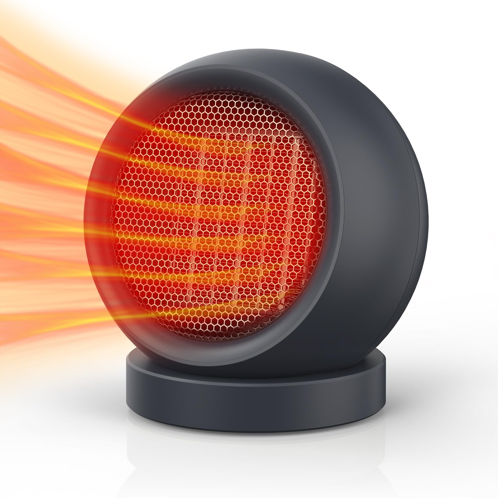 Coolfor Space Heater,Ptc Ceramic Electric Desk Heater High Output Heater Fan For Home Bedroom Office Desk Indoor Use(Dark Grey)