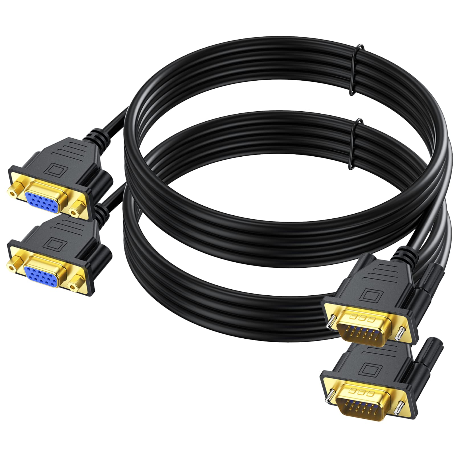 Uv Cable 2 Pack Vga Extension Cable 6Ft, Vga Cable Male To Female (Vga 15 Pin), Svga Male To Female Hd15 Monitor Video Adapter C