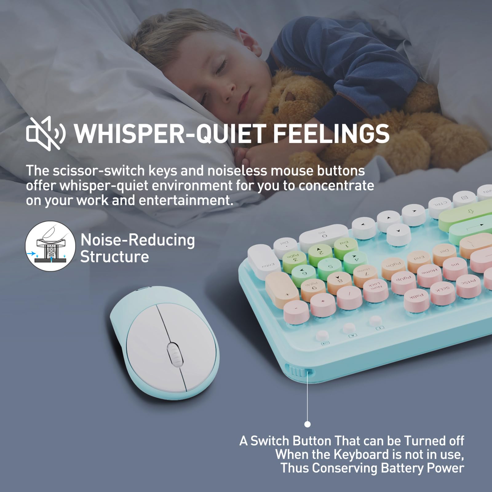 Fd 2.4Ghz Wireless Keyboard And Mouse Set With Switch Button   Full Size Keyboard   Compatible For Windows/Laptop/Pc/Notebook/Sm