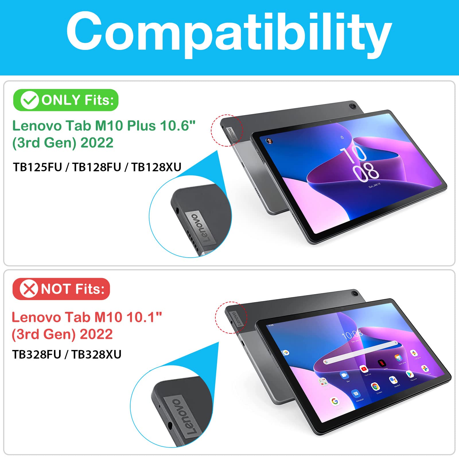 Procase 2 Pack Screen Protector For Lenovo Tab M10 Plus 3Rd Gen 10.6 Inch 2022, Tempered Glass Screen Film Guard For 10.6� Lenovo Tab M10 Plus Gen 3 Tb125Fu Tb128Fu Tb128Xu 2022 Release  Clear
