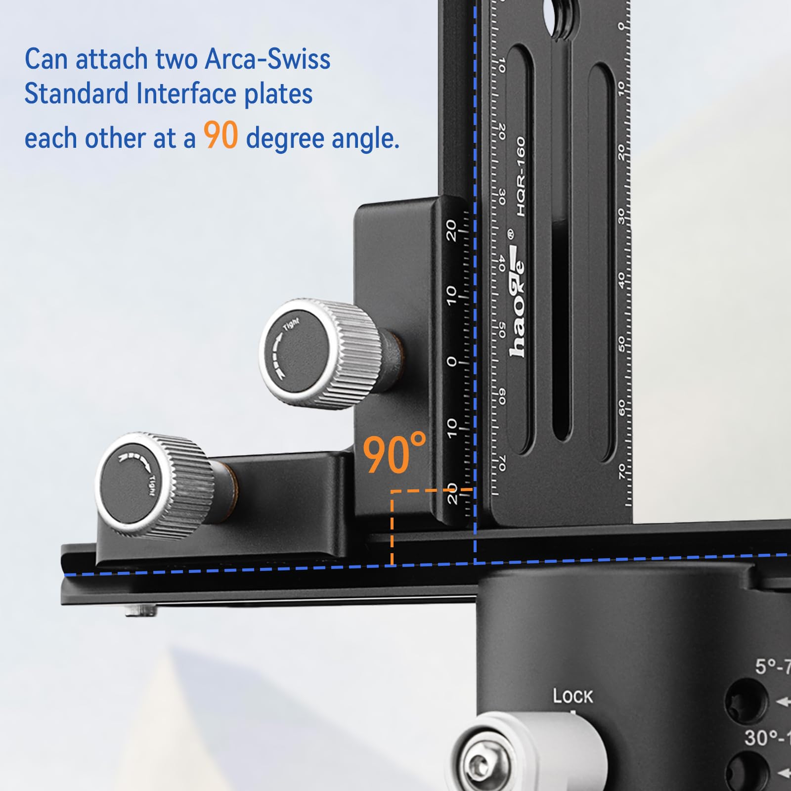 Haoge Cp Ra90 Right Angle Clamp 90 Degree Double Quick Release L Clamp With 1/4 Screw Thread For Arca Swiss Rrs Benro Rail Plate