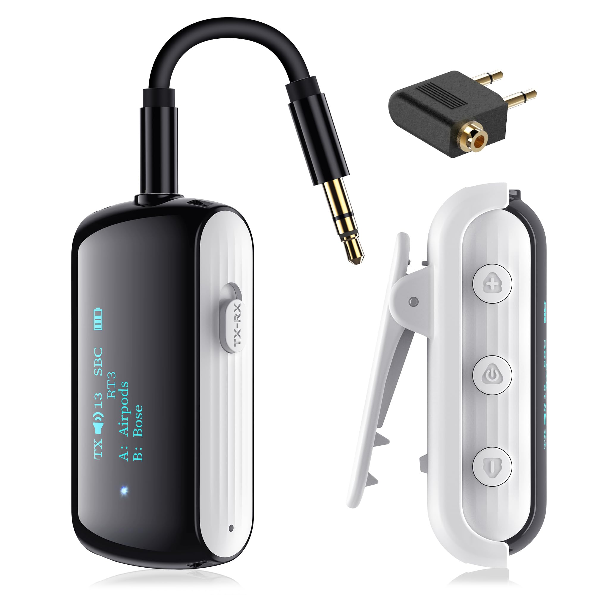 Yocowoco Bluetooth Transmitter Receiver For 2 Airpods/Headphones, Flight Bluetooth 5.2 Adapter For Airplane, Tv, And Gym With A