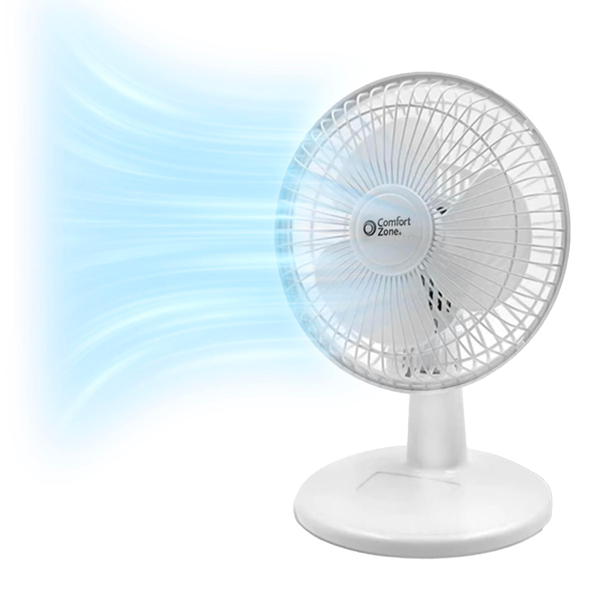 Comfort Zone 6 Inch Mini Desk Fan With Fully Adjustable Tilt, Portable 2 Speed Tabletop Fan, Quiet Bedside Or Office Fan With St