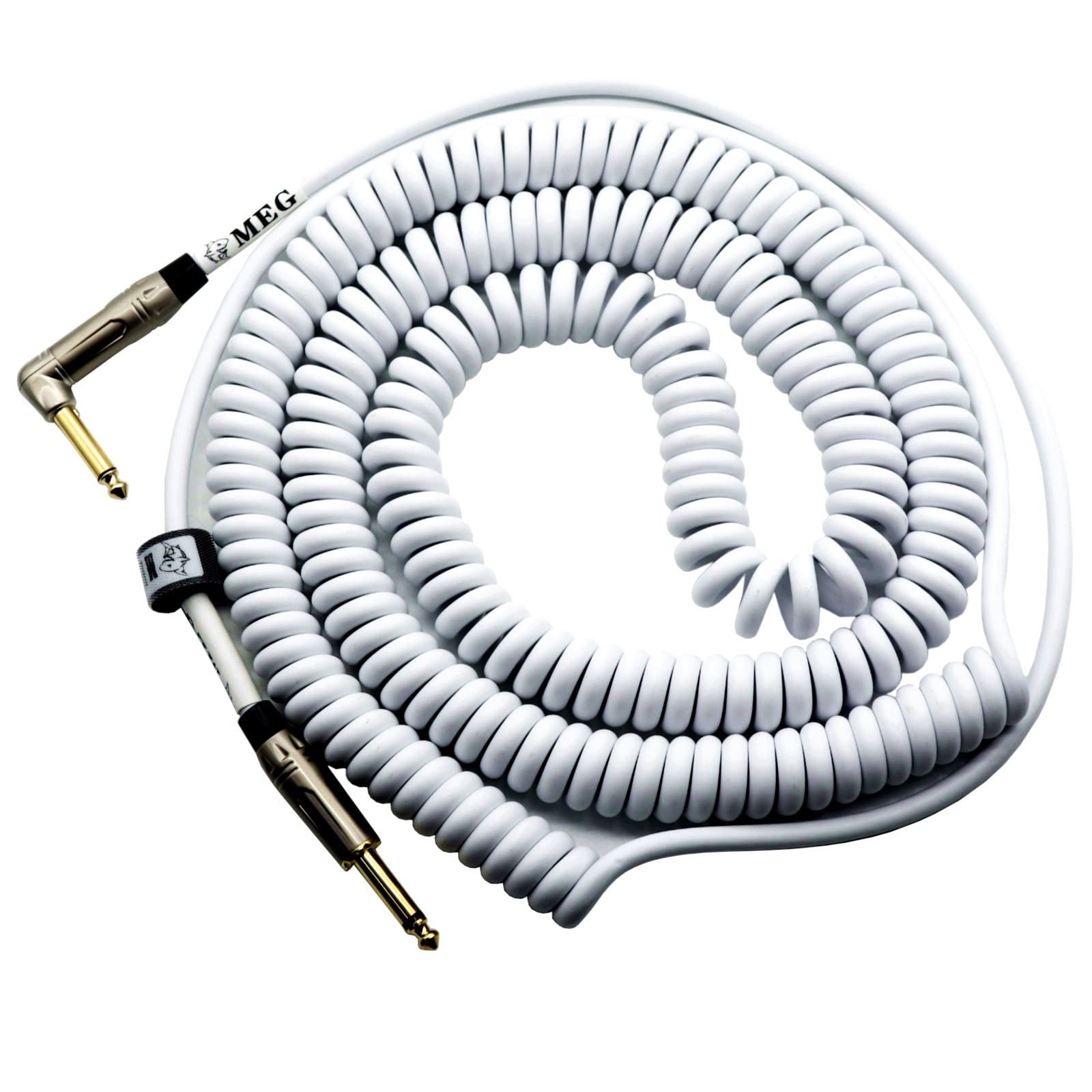 Eitmoss Coiled Guitar Cable With Mute Button Electric Instrument Coil Cable Curly Instrument Cable Stretchable 1/4 Right Angle T
