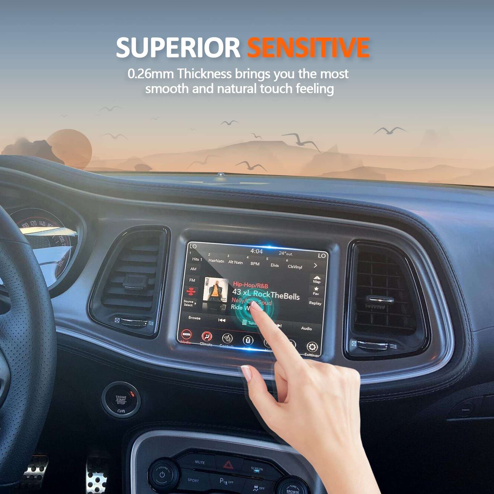 Cdefg Tempered Glass Screen Protector For 2015 2023 Dodge Challenger/Charger 8.4' Touch Screen, Navigation Radio Infotainment Display Glass Protective Screen Film (8.4 Inch)