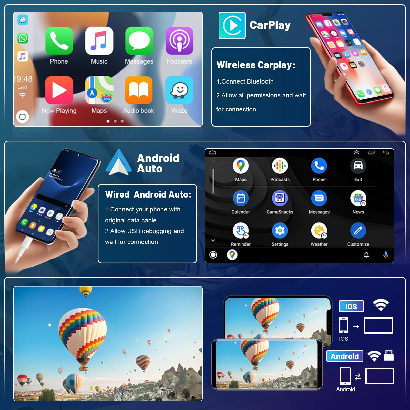 Roinvou [2G+64G] Car Radio For Toyota Corolla Ex 2005 2012 With Wireless Carplay/Android Auto, 9 Inch Android 13 Ips Touch Scree