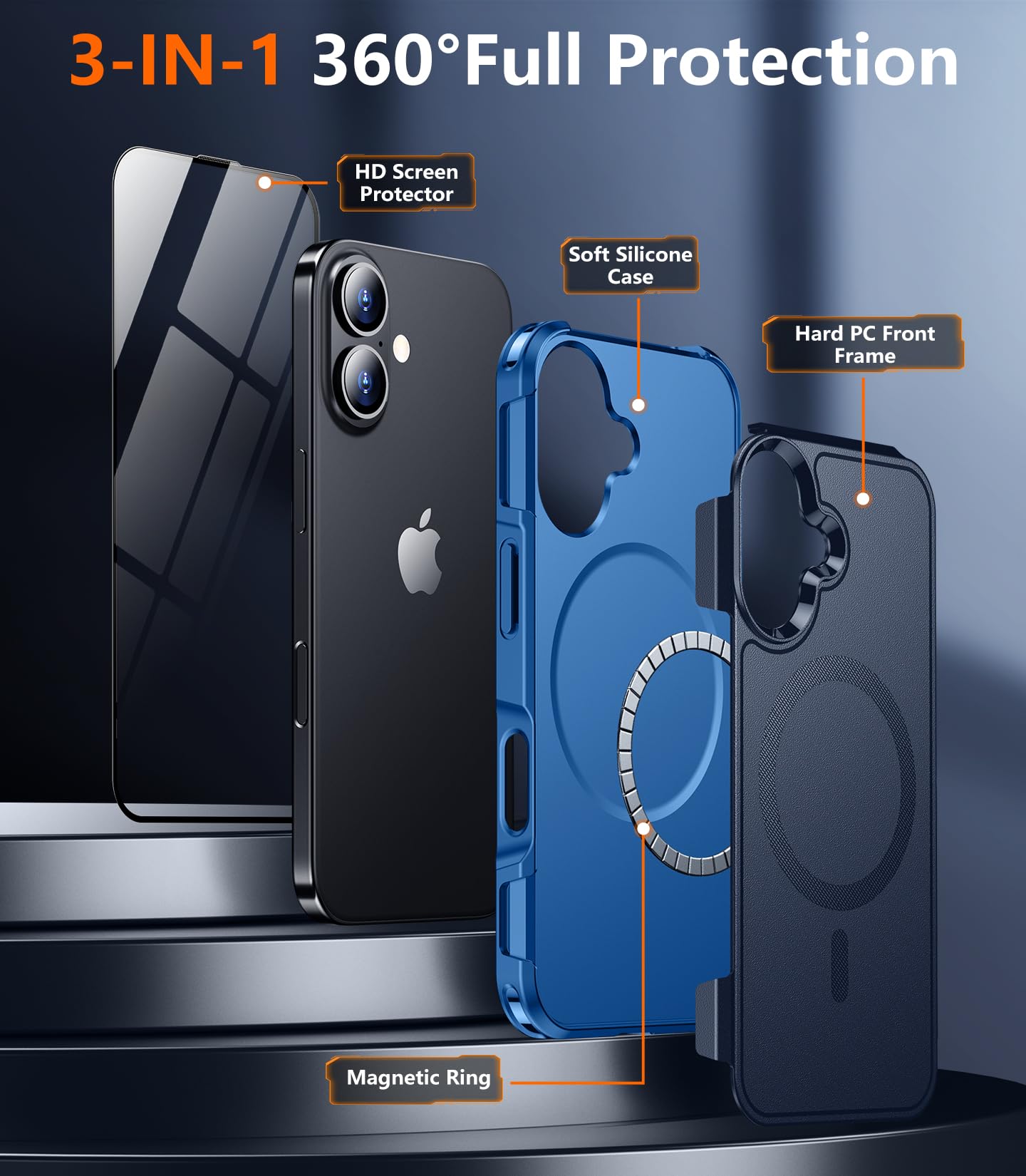 Temdan Designed For Iphone 16 Case Magnetic,[Compatible With Magsafe][Military Grade Drop Protection] Dropproof Heavy Duty Tough