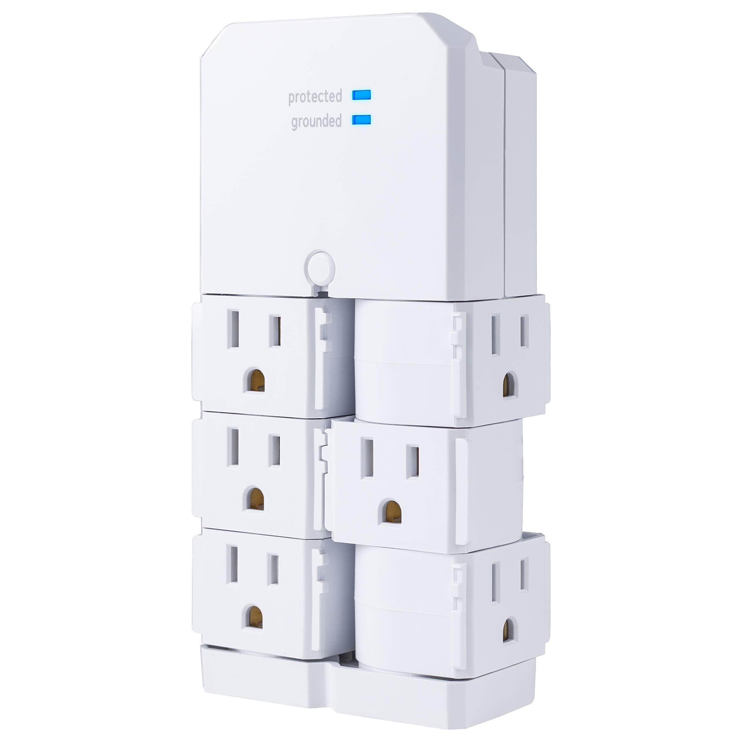 Ge Pro 6 Outlet Extender Surge Protector With Swivel Outlets, Wall Tap Adapter, 90 Degree Rotation, 1080 Joules, Warranty, Ul Li