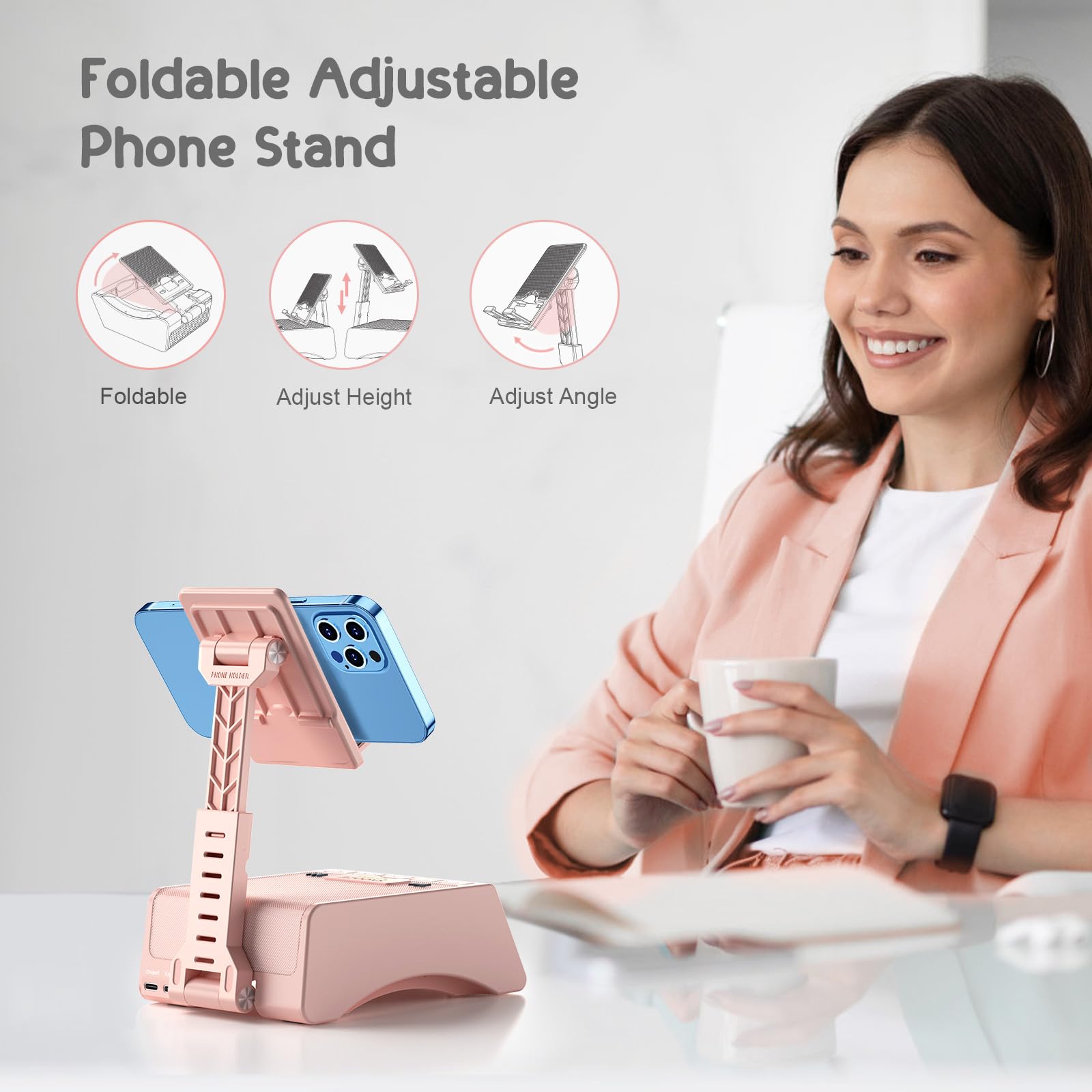 Gifts For Women   Techglow Foldable Cellphone Stand With Bluetooth Speaker Birthday Gift Idea For Mother Father Cool Gadget Tech