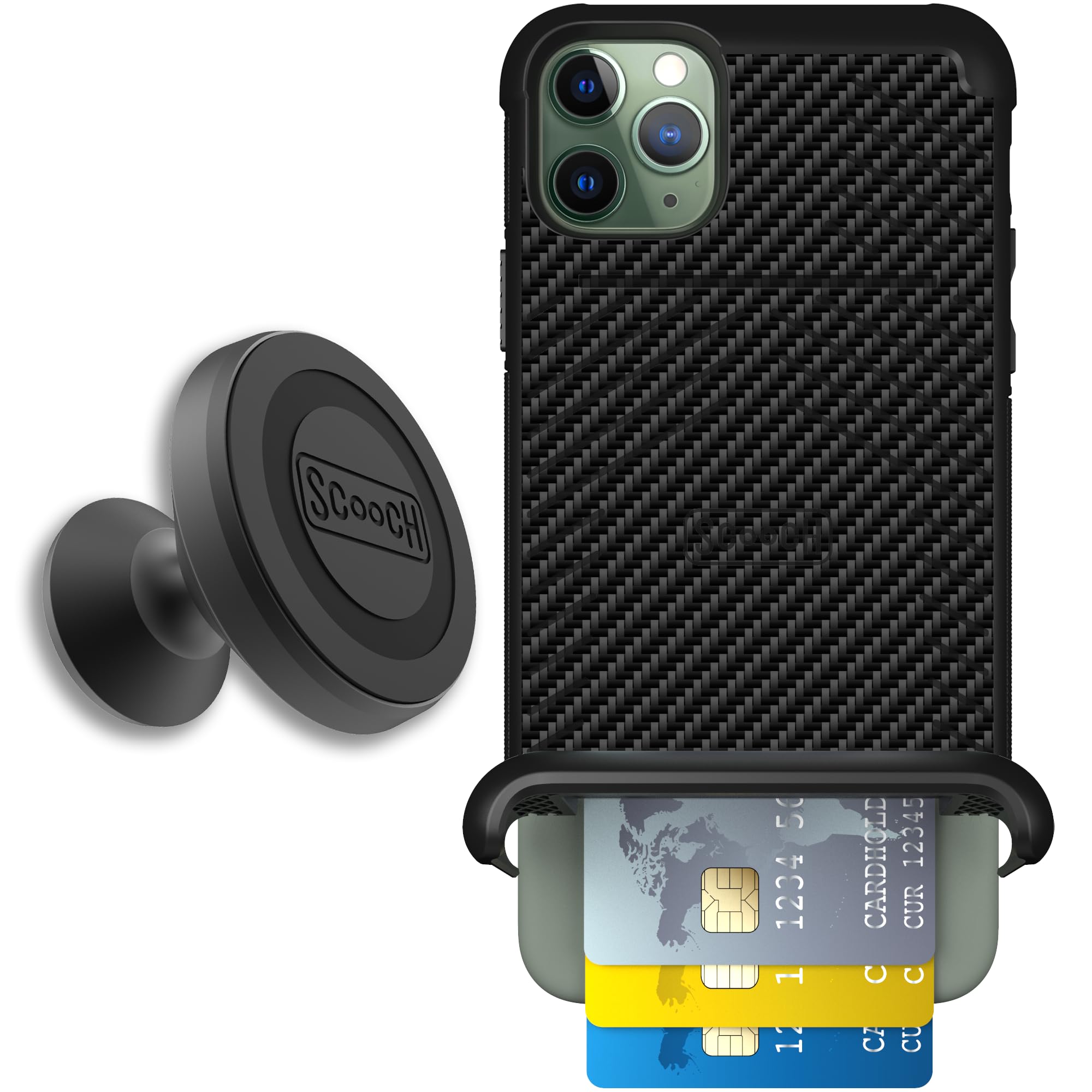Scooch for iPhone 11 Pro Max Case with Card Holder, Wingmate Wallet Case with Hidden Card Slot and RFID Protection for 4 Cards, 