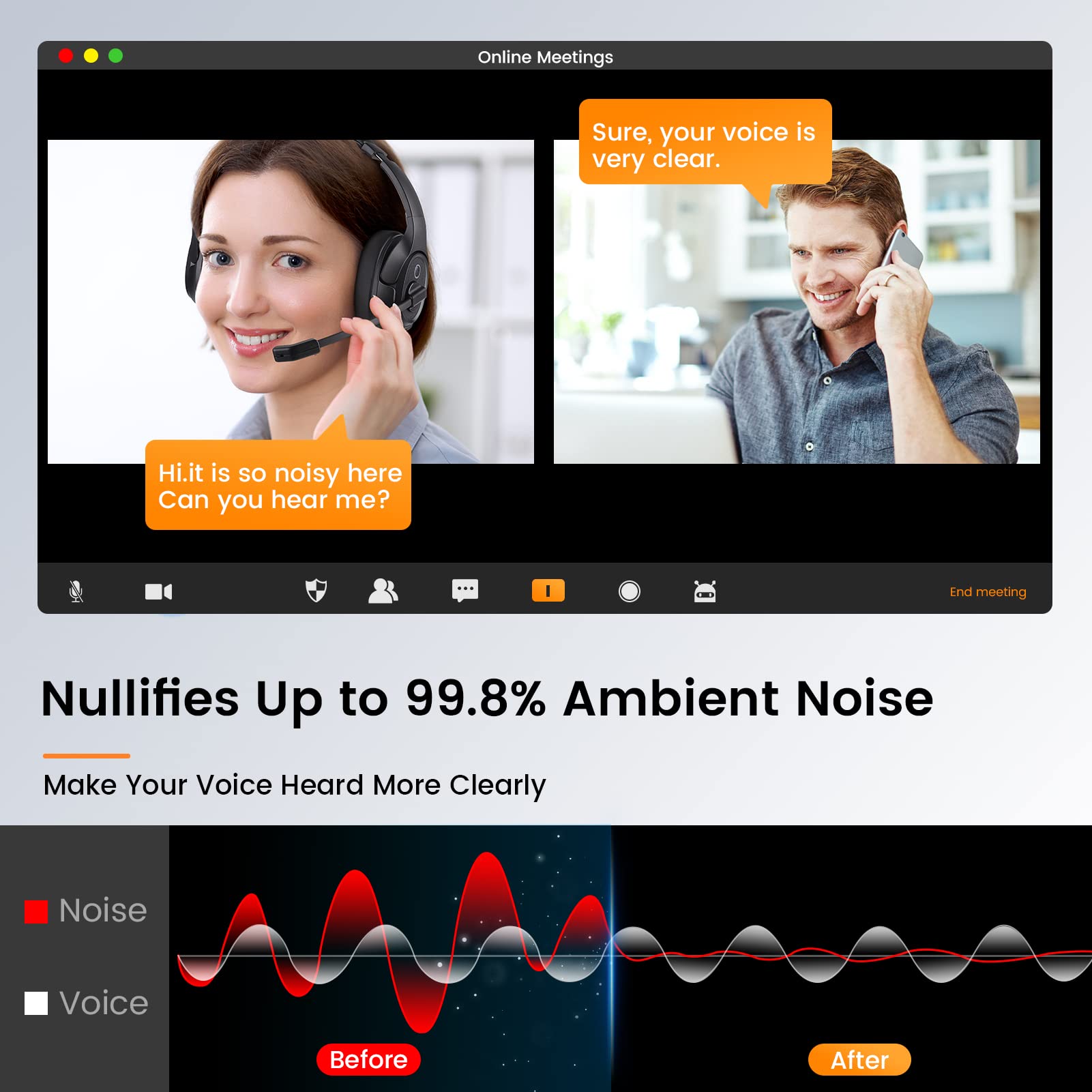 Eksa Headset With Microphone For Laptop, Wired Computer Headset With Volume & Mic Mute Controls, Lightweight Pc Headphones For O