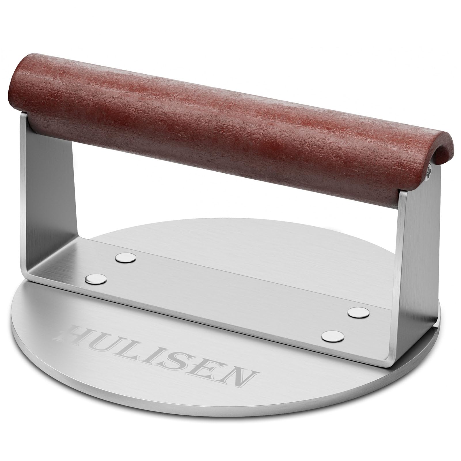 HULISEN Burger Smasher, Stainless Steel Smashed Burger Press, 6 Inch Hamburger Press for Griddle, Heavy-Duty Grill Press with Wo