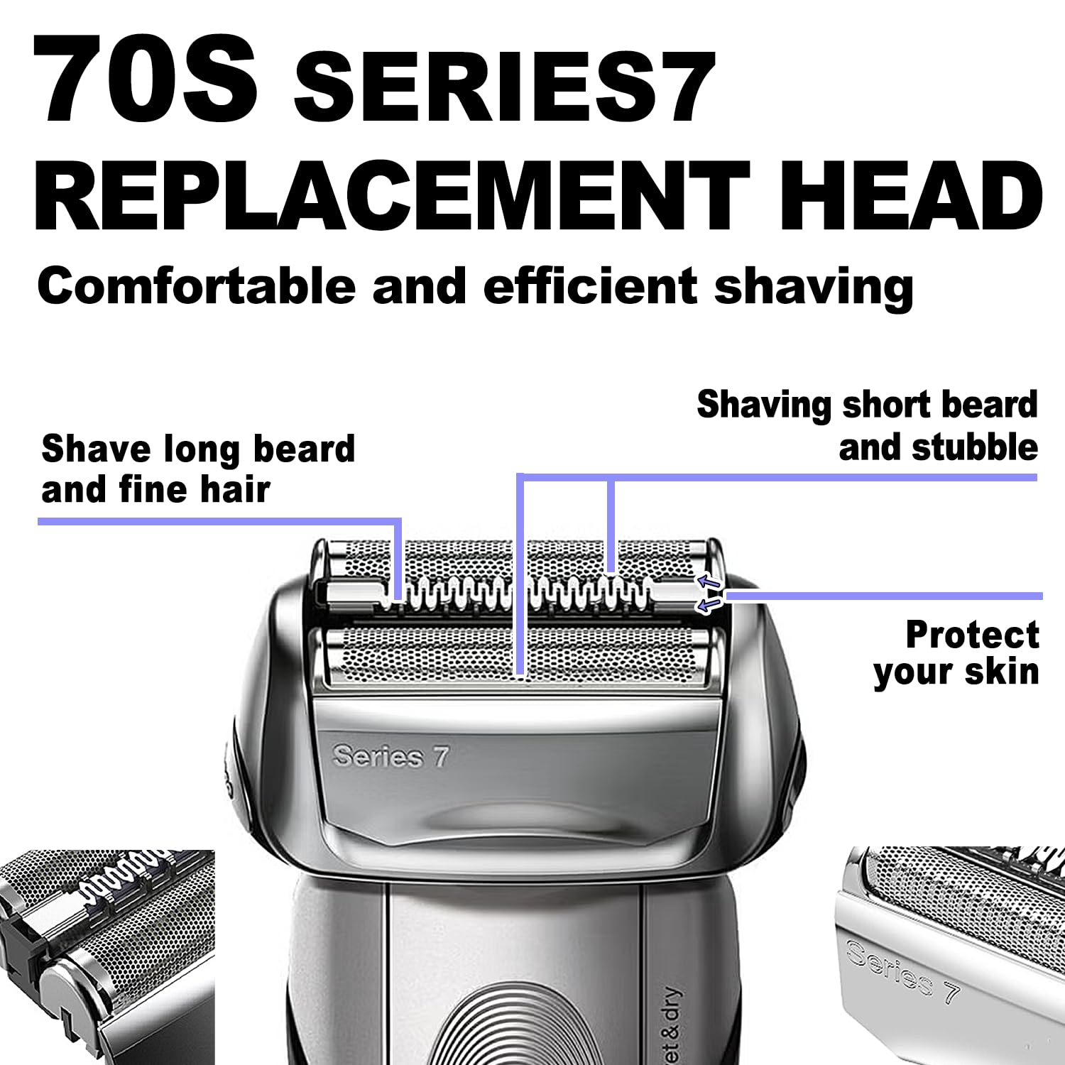 Series 7 70S Electric Shaver Replacement Head Compatible, 70S Replacement Electric Shaver Heads For Men Razor Shaving Blades Fit