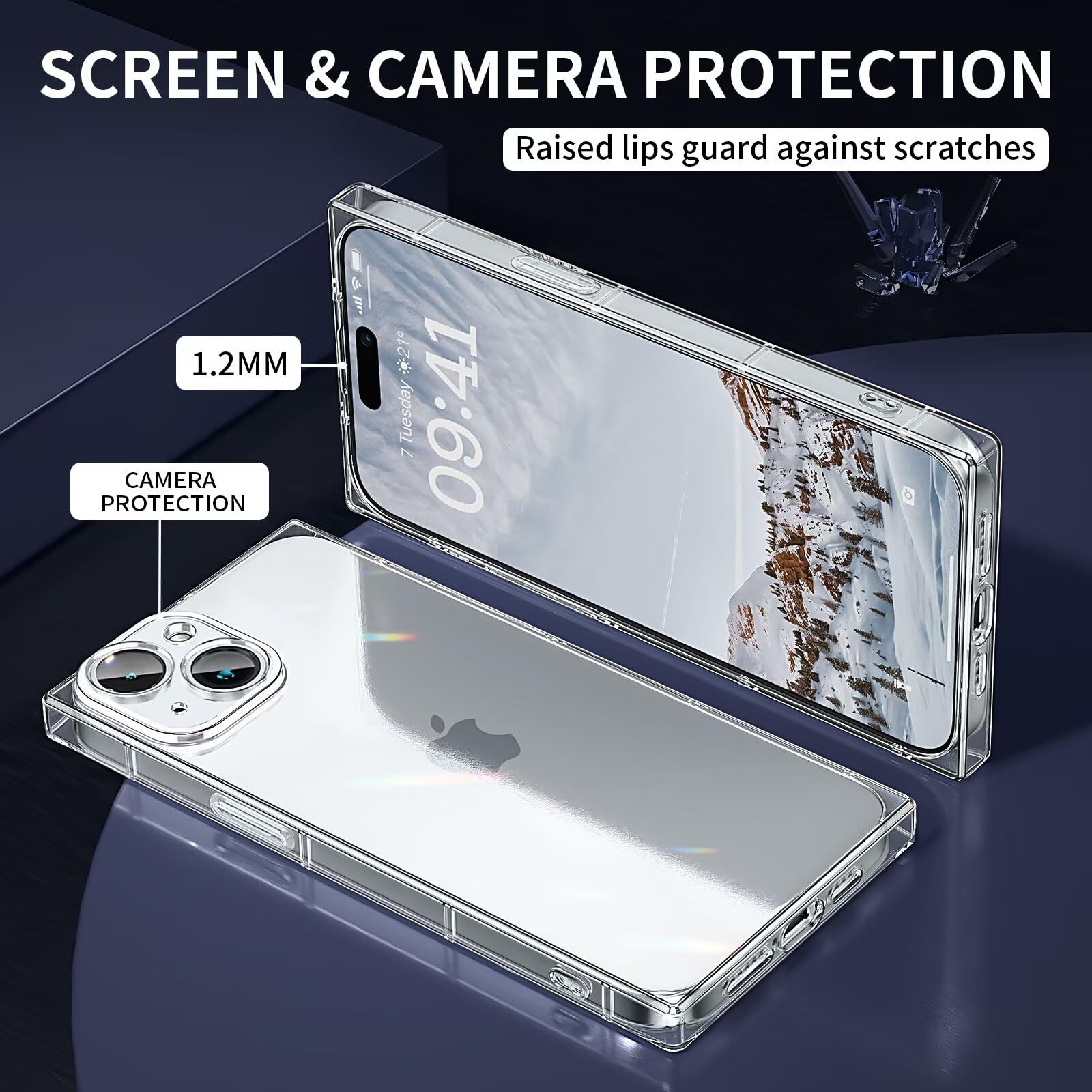 Tzomsze Case For Iphone 16 Clear Case,Camera Protection & Reinforced Corners Tpu Slim Shockproof Case Cover For Women Girls 6.1