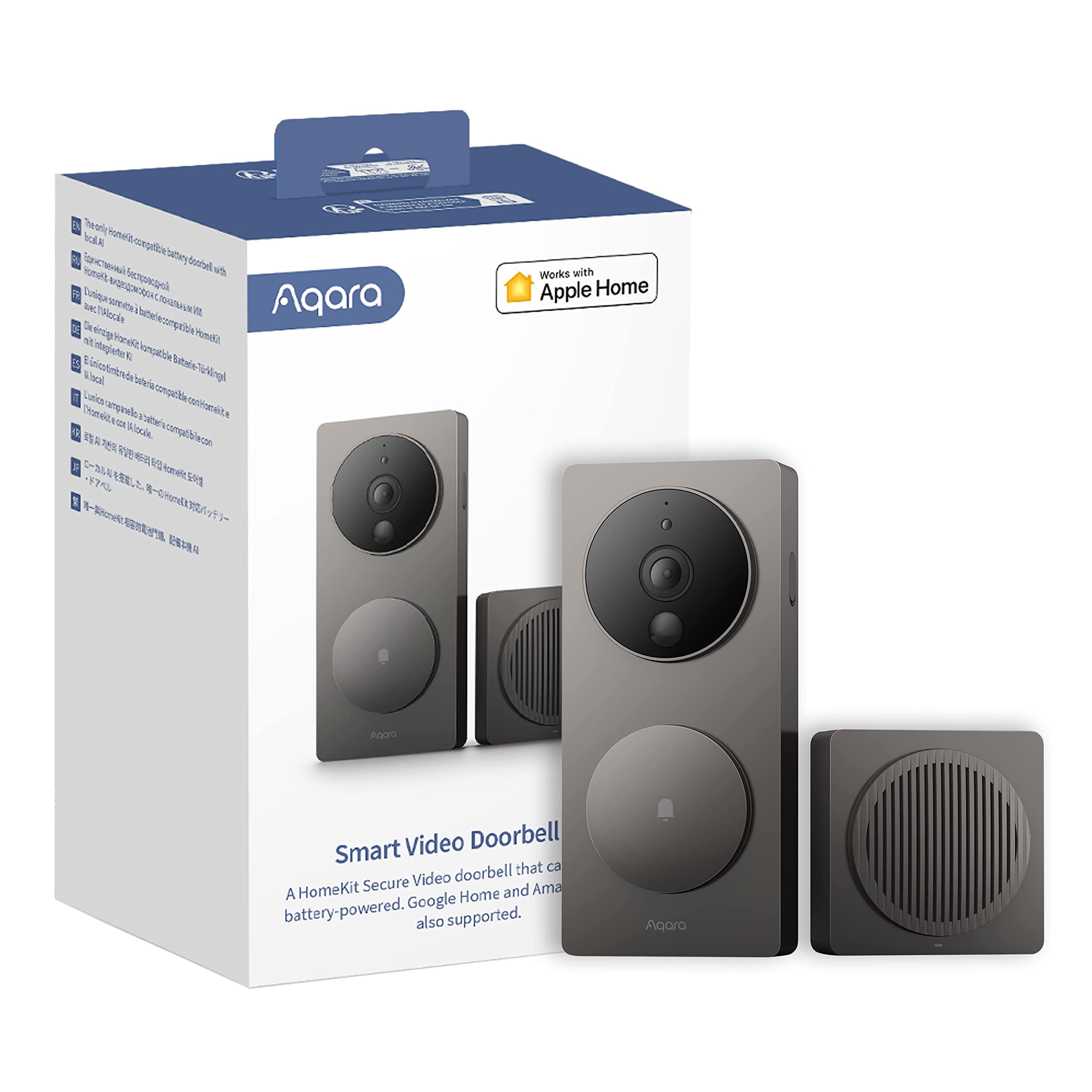Aqara Video Doorbell G4 (Chime Included), 1080p FHD HomeKit Secure Video Doorbell Camera, Local Face Recognition and Automations