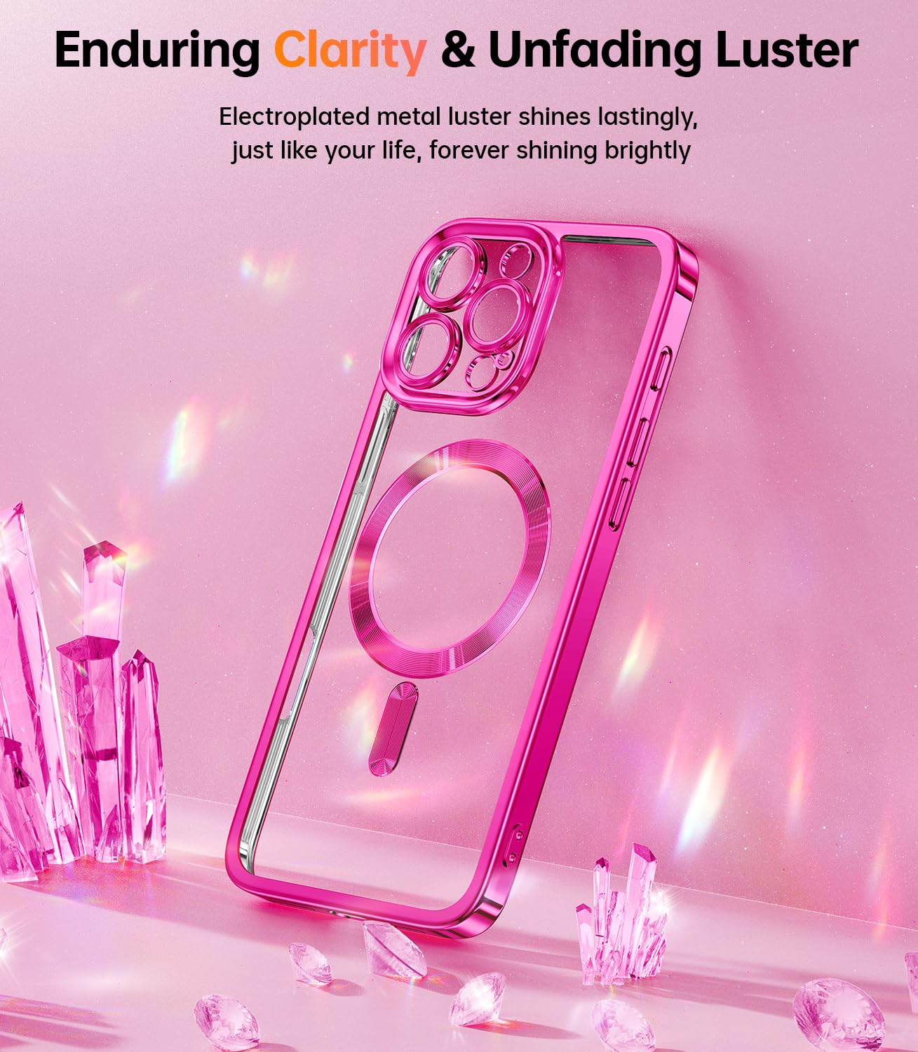 Meifigno For Iphone 16 Pro Max Case, [Glitter Card & Wrist Strap] [Compatible With Magsafe] [Military Grade Protection] Surround