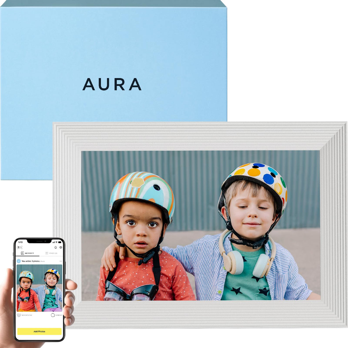 Aura Carver Hd Smart Digital Picture Frame 10.1 Inch Wifi Cloud Digital Photo Frame, Free Unlimited Storage, Send Photos From An