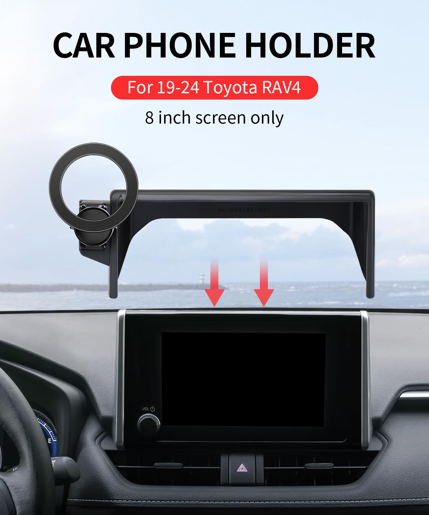 Maserweller Car Phone Holder For Toyota Rav4 2019-2025 Accessories 7/8-Inch Screen Fixed Clip, 360 Rotation Smart Phone Mount Co