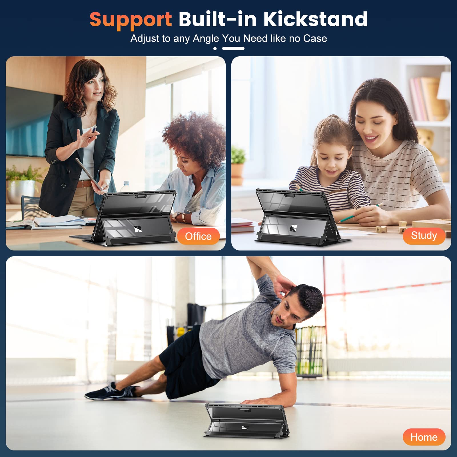 Infiland Microsoft Surface Pro 8 Case And Cover, [Military Grade Drop Protection] [High Clearity Case + Leather Cover] Designed