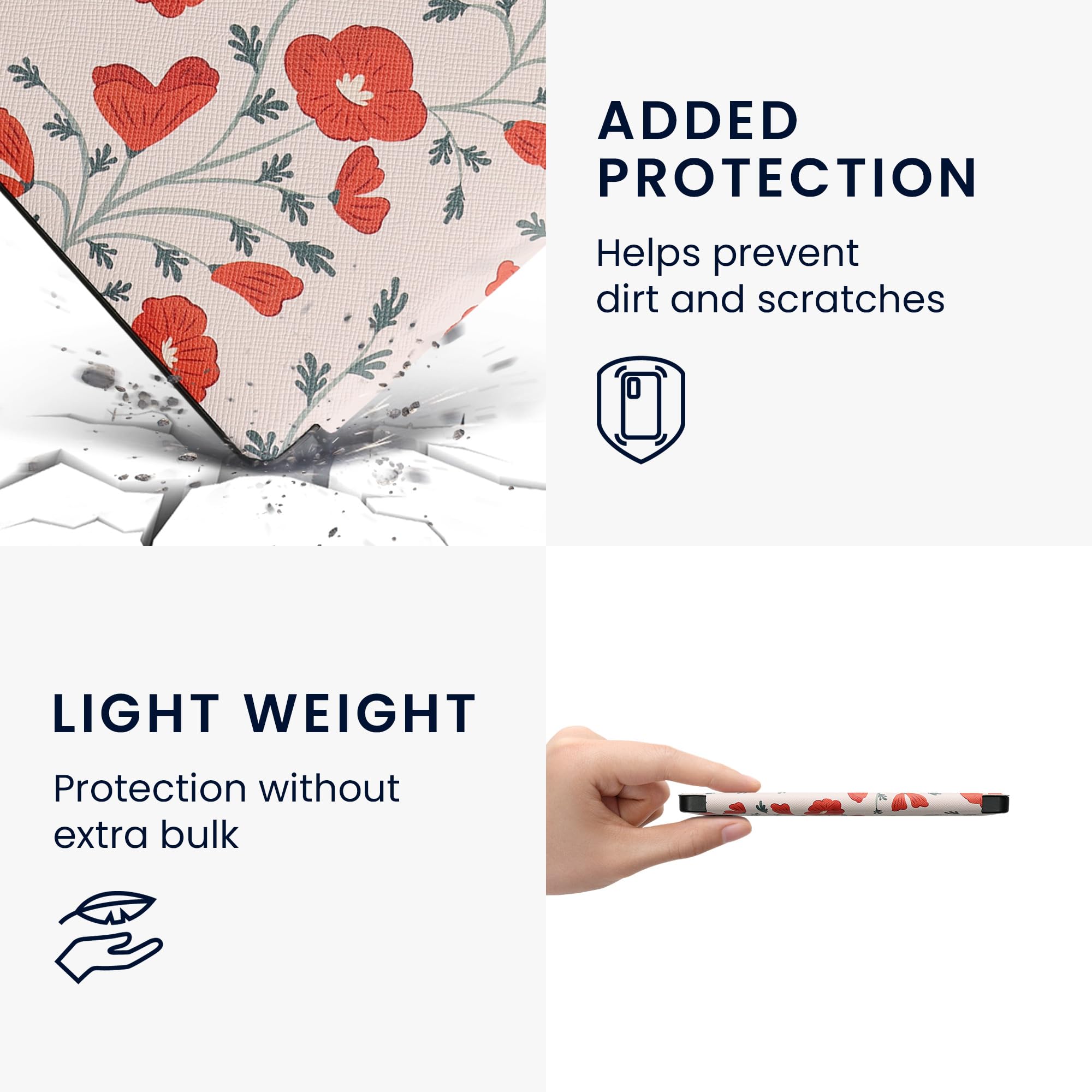 Kwmobile Case Compatible With Kobo Libra 2 Case   Ereader Cover   Poppy Red/Green/Beige