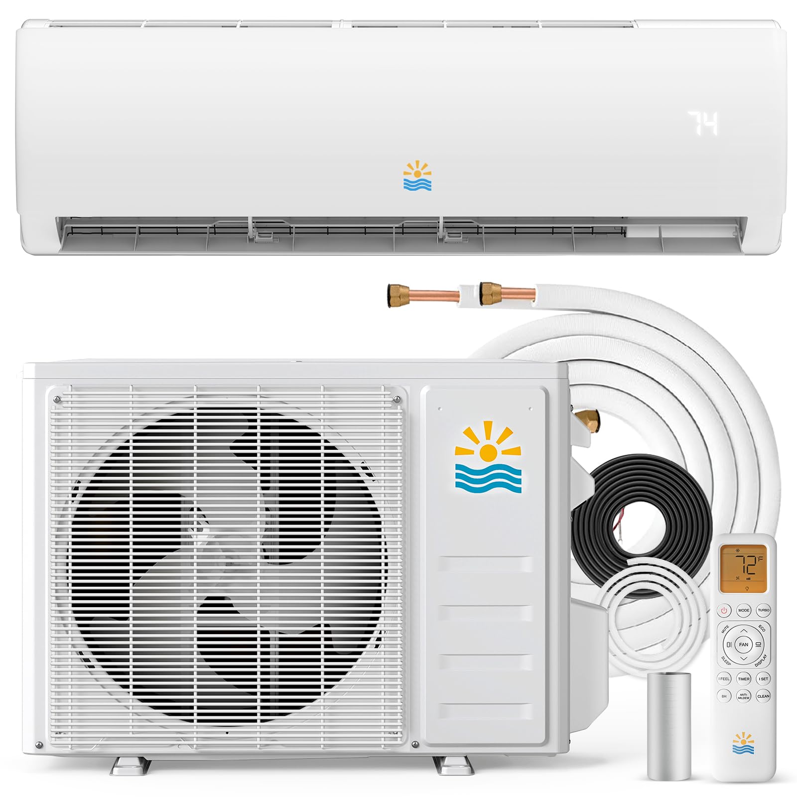 Oylus 9000 BTU Mini Split Ac/Heating System - 19 SEER2 Mini Split AC Unit with Heat Pump, 115V Energy Efficient Ductless AC Unit