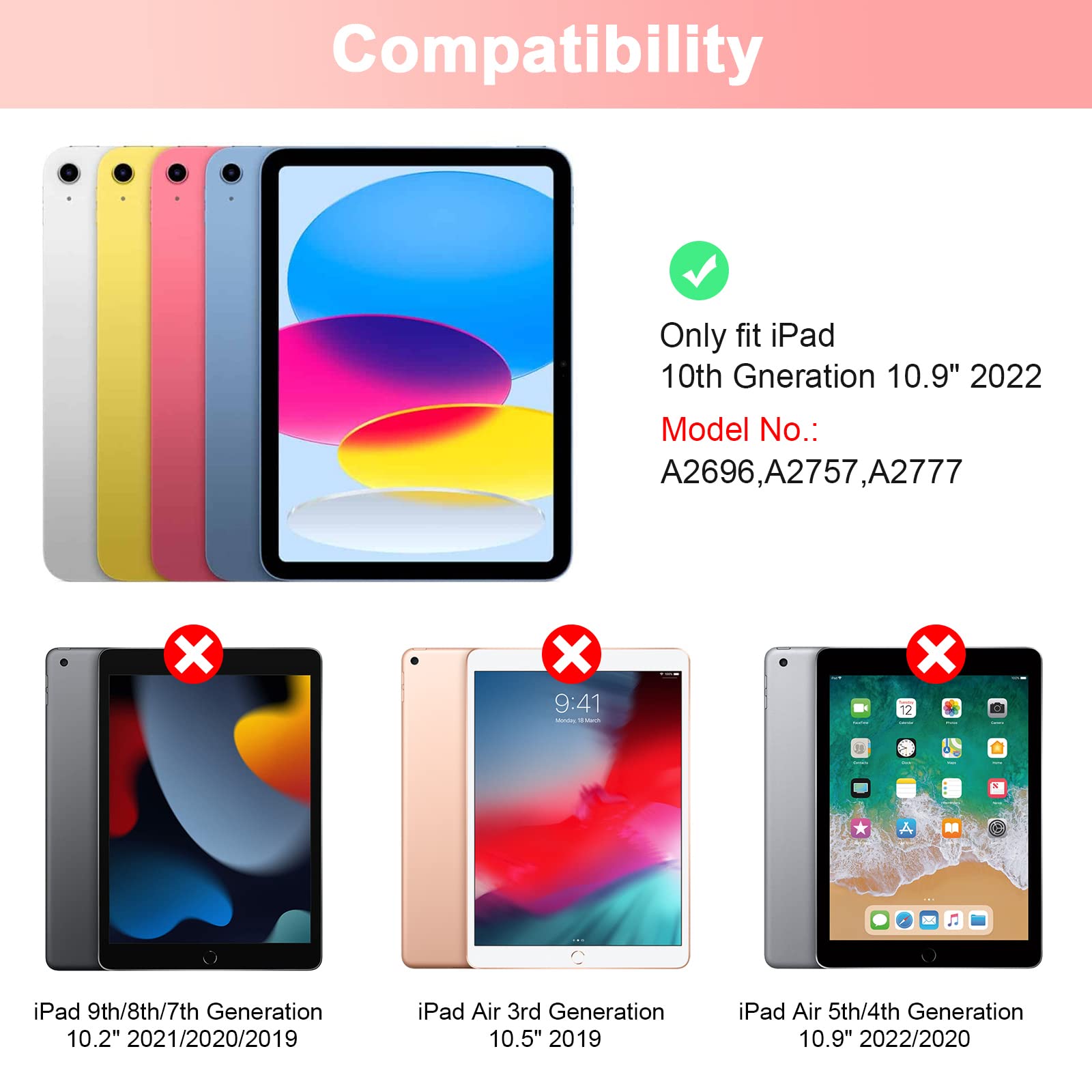 Soppy Keyboard Case With 7 Color Backlit For Ipad 10Th Gen 10.9'' 2022 (A2696/A2757/A2777), Detachable Wireless Keyboard With Pe
