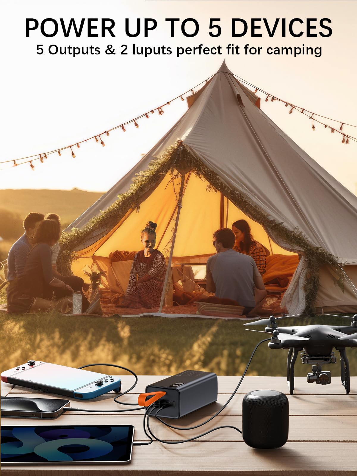 Lohao 80000Mah Power Bank Fast Charging, 30W Pd & Qc 3.0 High Capacity Portable Charger, 5 Output 2 Input Usb-C Large Battery Pa