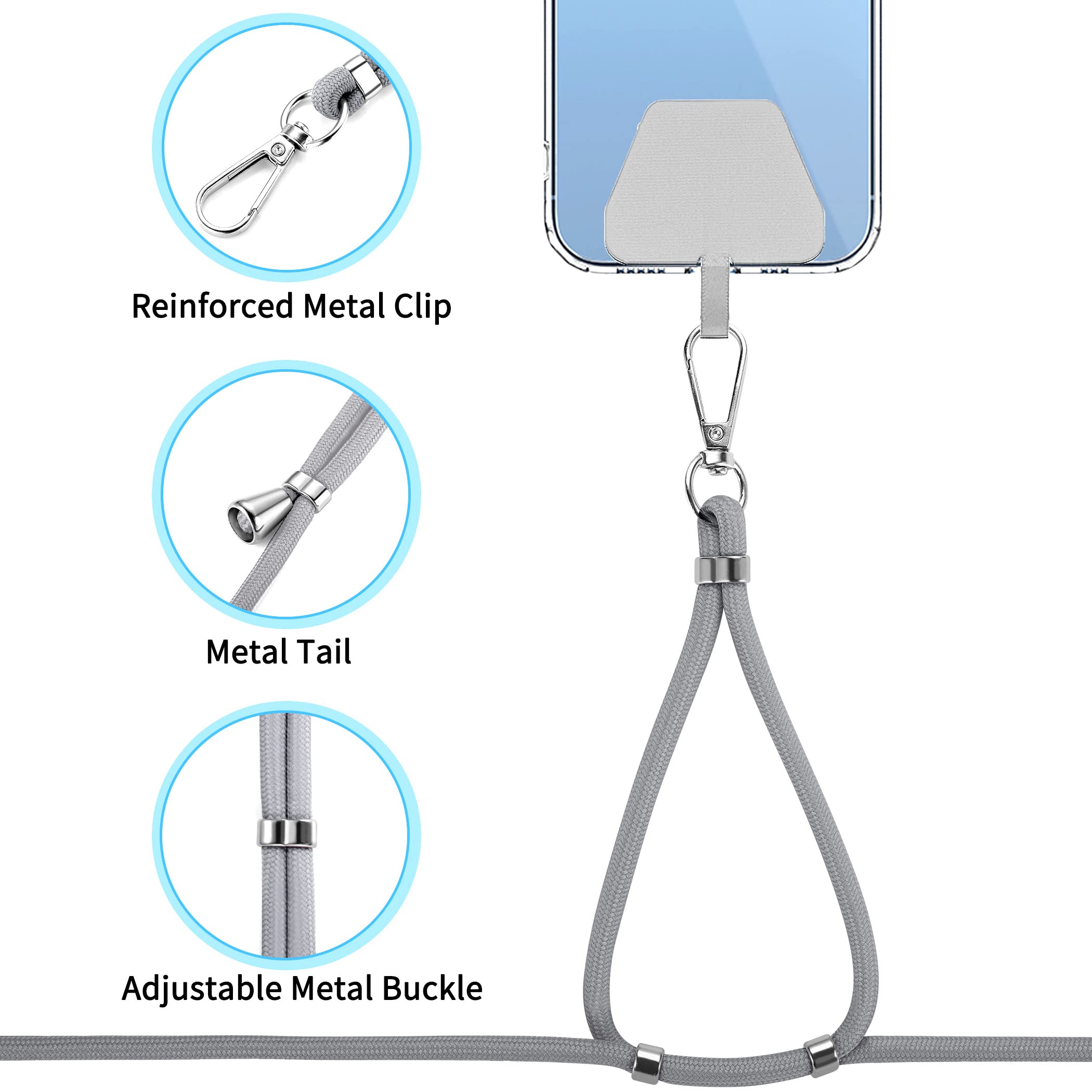 Cacoe Phone Lanyard 2 Pack 2   Adjustable Neck Strap,4   Phone Patches,Universal Crossbody Cell Phone Lanyards,Multifuctional Ph