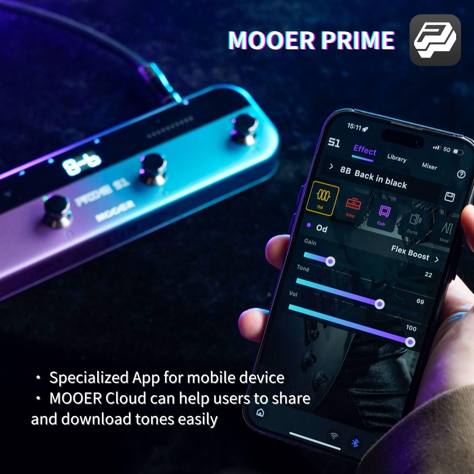 Mooer S1 Multi Effects Processor, Stereo Electric Guitar Pedals With Wireless Footswitch Controller 2 In 1 126 Guitar Effects Tuner 10 Metronome 40 Drum Machine 80S Looper Otg Usb Recording